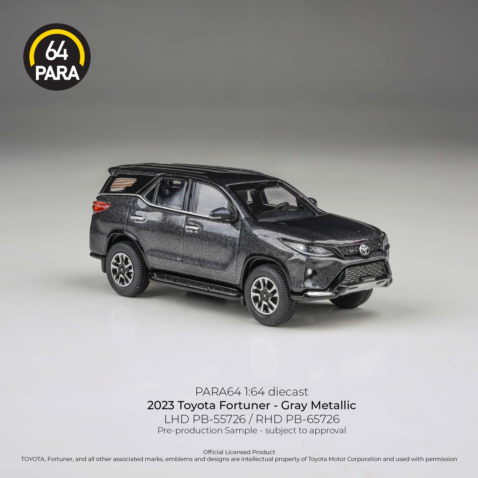 [PRE ORDER] Para64 x Blue and Yellow 1/64 2023 Toyota Fortuner Gray Metallic PB55726 RELEASE  3 Diecast Scale Model