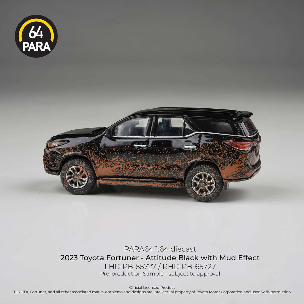[PRE ORDER] Para64 x Blue and Yellow 1/64 2023 Toyota Fortuner Attitude Black W/ Mud Effect PB55727 RELEASE  3 Diecast Scale Model Car