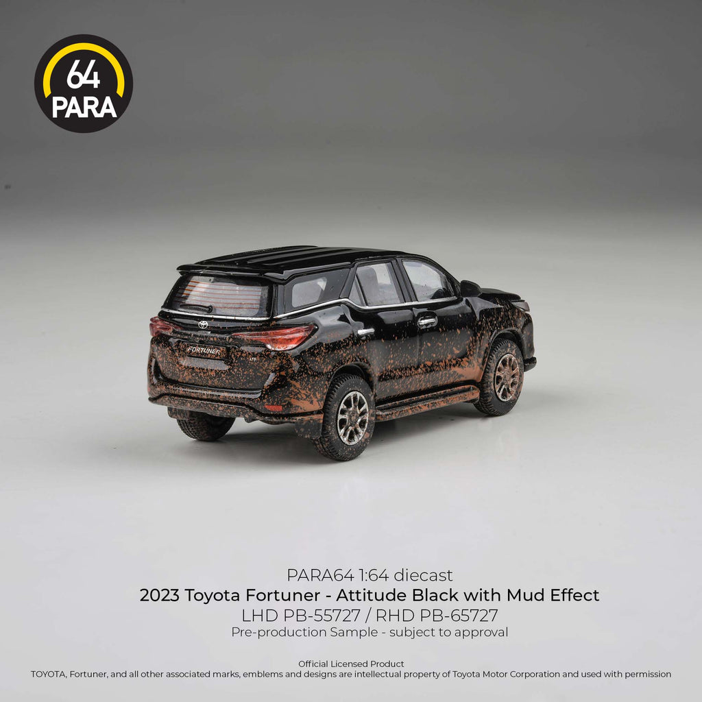 [PRE ORDER] Para64 x Blue and Yellow 1/64 2023 Toyota Fortuner Attitude Black W/ Mud Effect PB55727 RELEASE  3 Diecast Scale Model Car