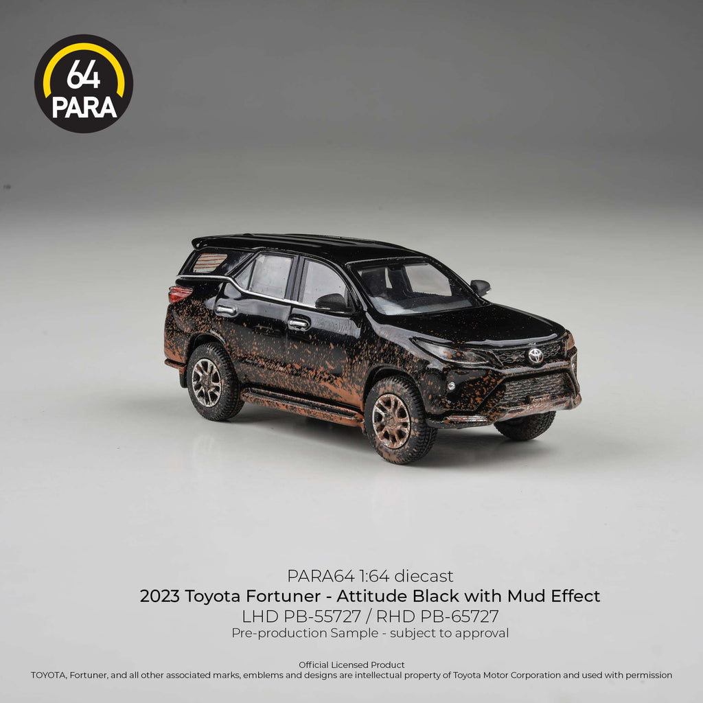 [PRE ORDER] Para64 x Blue and Yellow 1/64 2023 Toyota Fortuner Attitude Black W/ Mud Effect PB55727 RELEASE  3 Diecast Scale Model Car