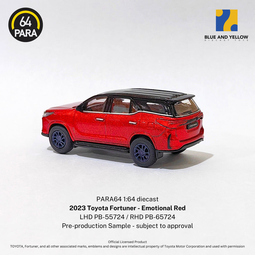 Para64 x Blue and Yellow 1/64 Toyota Fortuner LTD Emotional Red PB55724 RELEASE  2 Diecast Scale Model