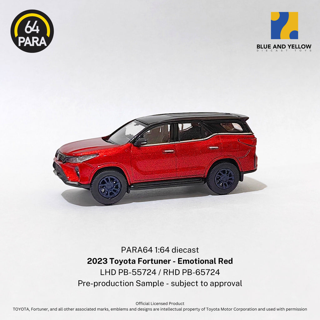 Para64 x Blue and Yellow 1/64 Toyota Fortuner LTD Emotional Red PB65724 RHD RELEASE  Diecast Scale Model