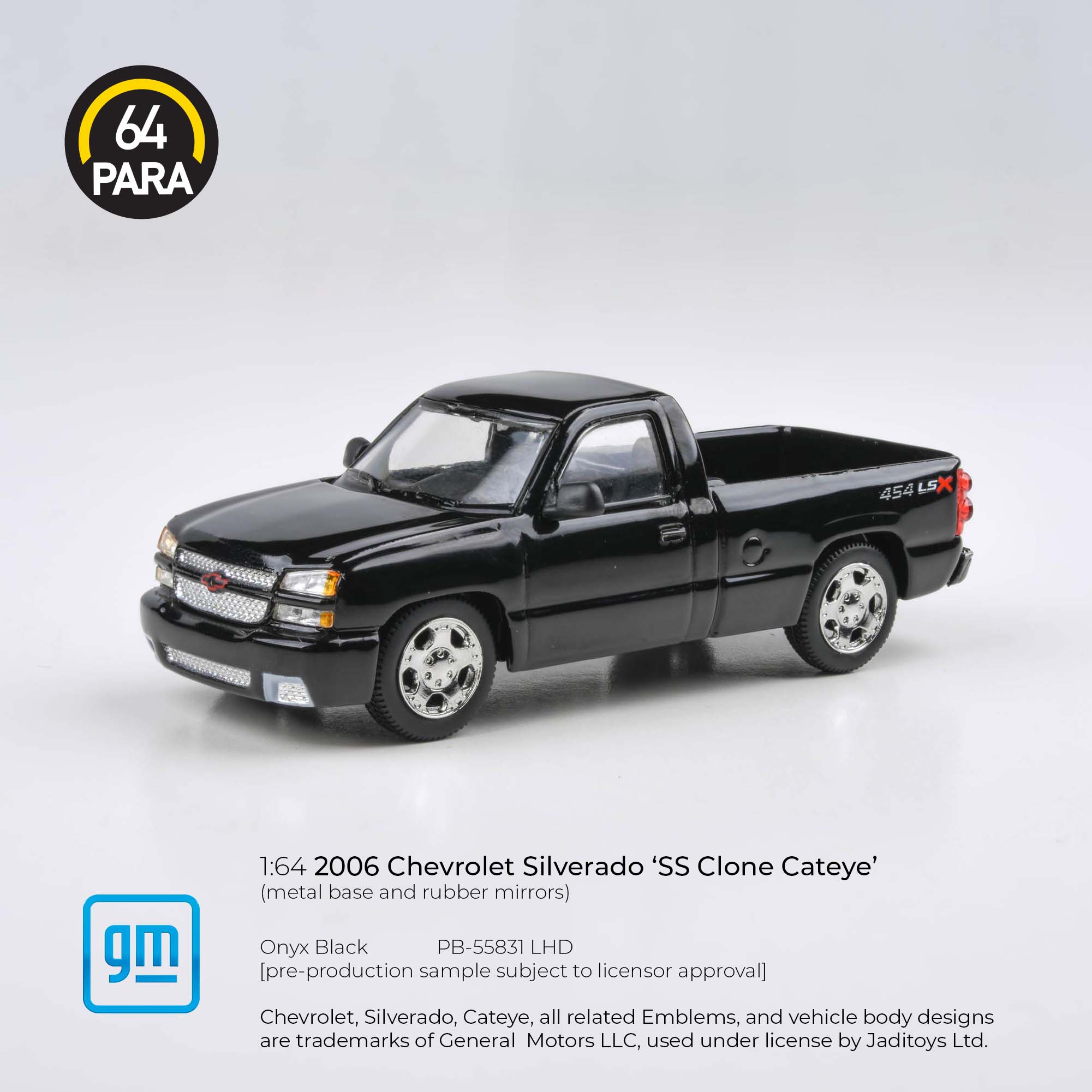 Para64 1/64 2006 Chevrolet Silverado Single Cab Onyx Black PB55381 Diecast Scale Model Car
