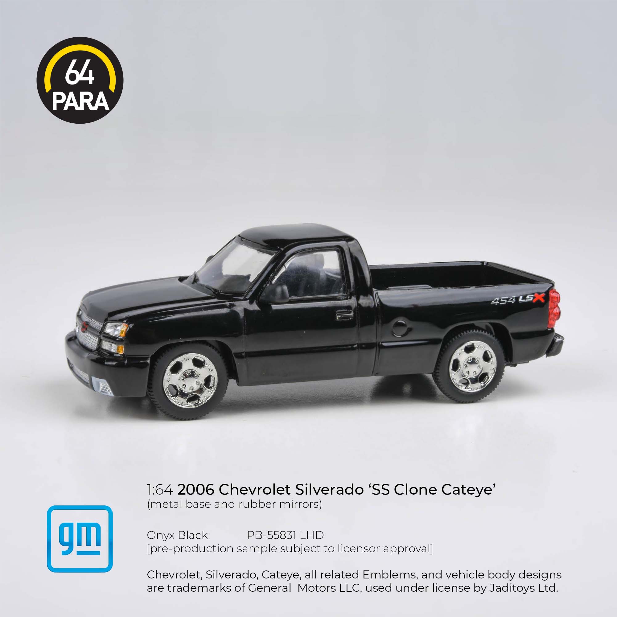 Para64 1/64 2006 Chevrolet Silverado Single Cab Onyx Black PB55381 Diecast Scale Model Car