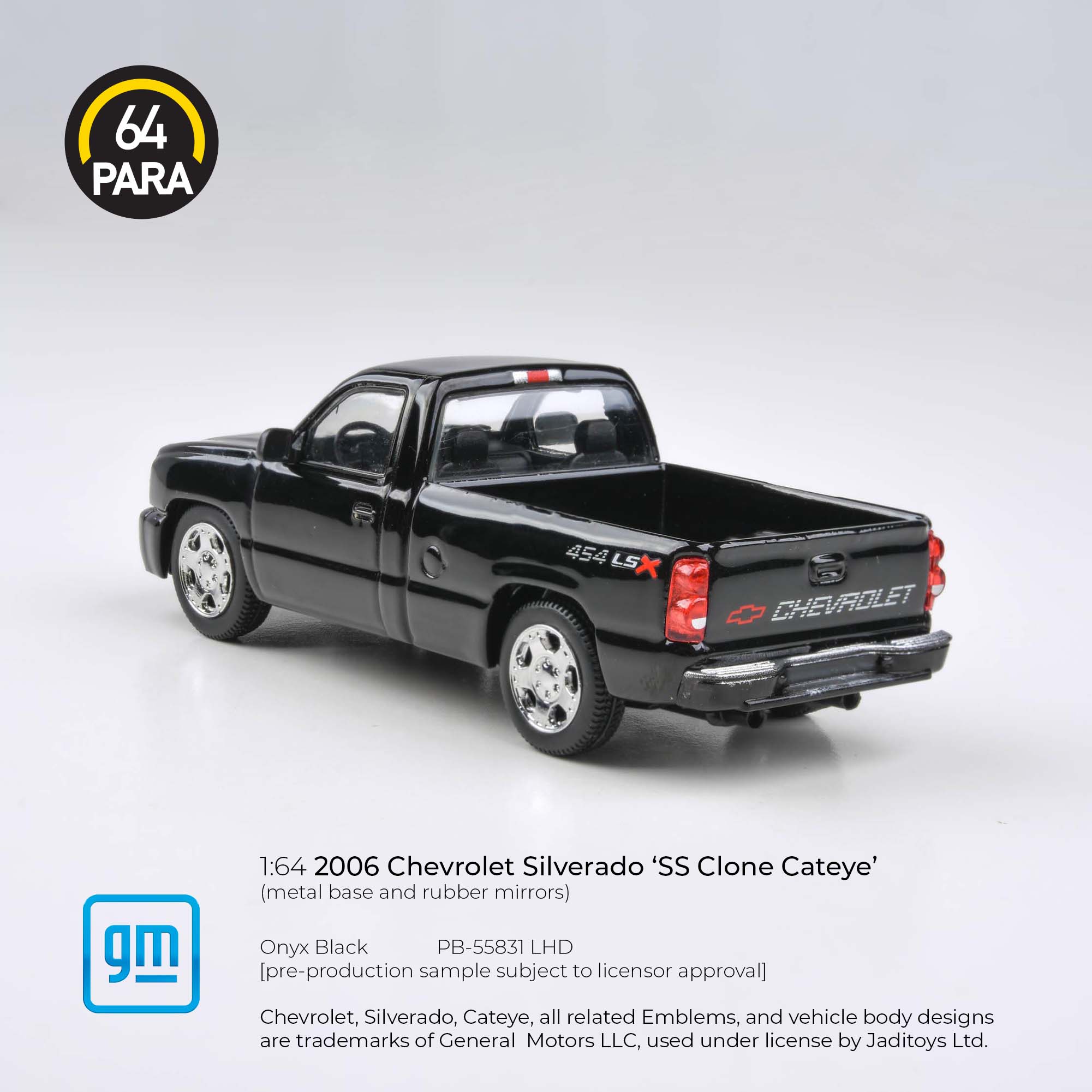 Para64 1/64 2006 Chevrolet Silverado Single Cab Onyx Black PB55381 Diecast Scale Model Car