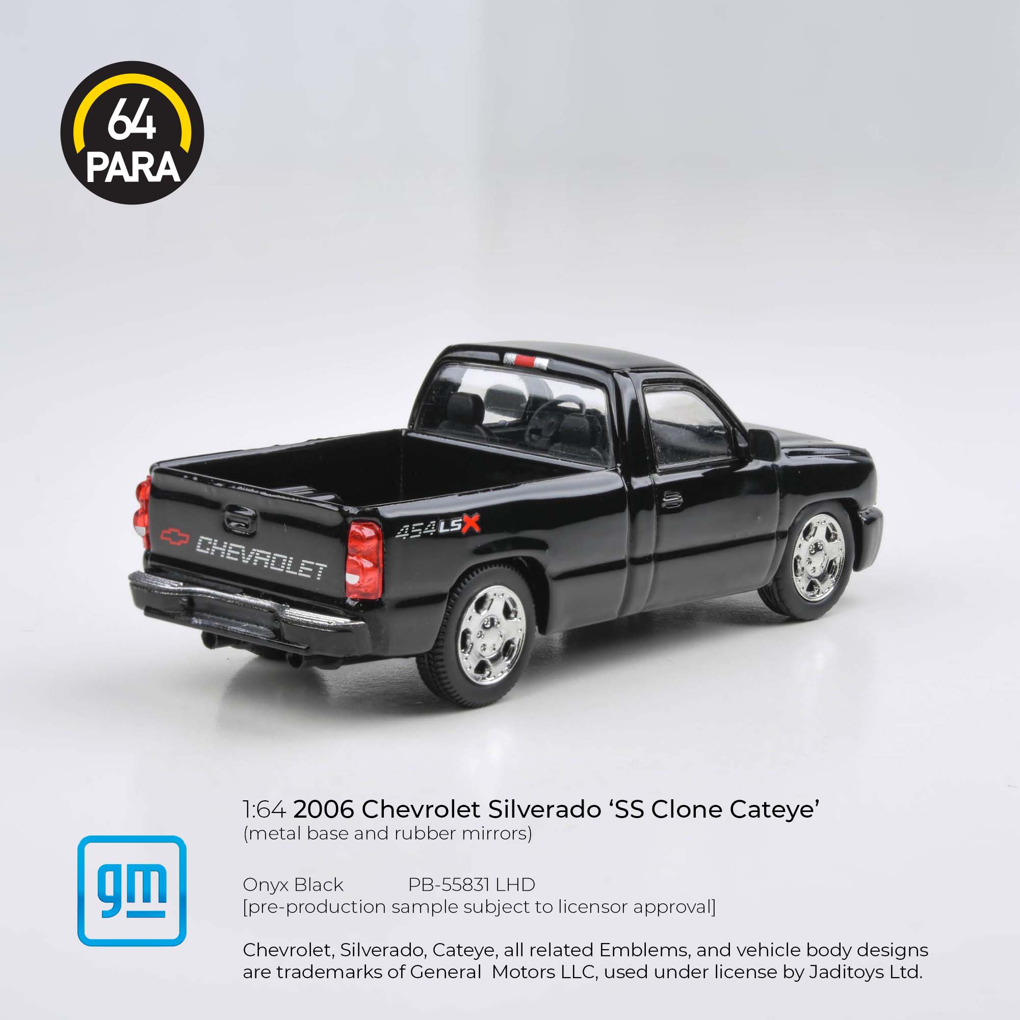 Para64 1/64 2006 Chevrolet Silverado Single Cab Onyx Black PB55381 Diecast Scale Model Car