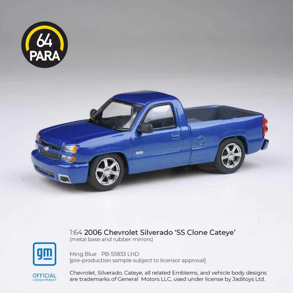 Para64 1/64 2006 Chevrolet Silverado Single Cab Summit Ming Blue PB55833 Diecast Scale Model Car