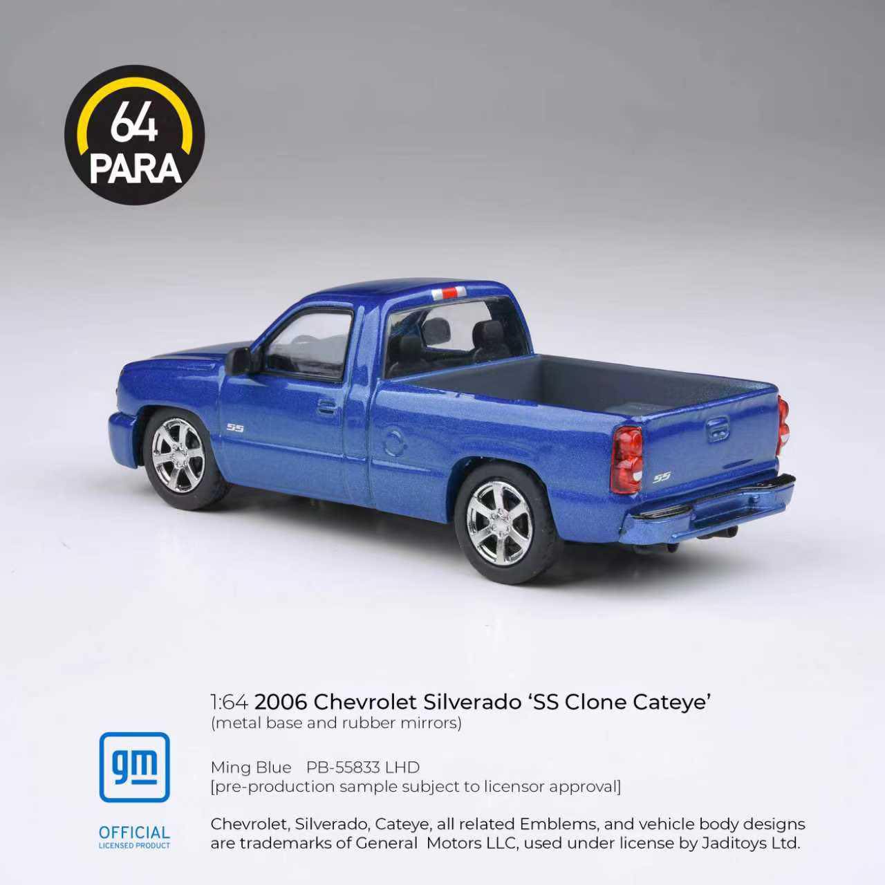 Para64 1/64 2006 Chevrolet Silverado Single Cab Summit Ming Blue PB55833 Diecast Scale Model Car
