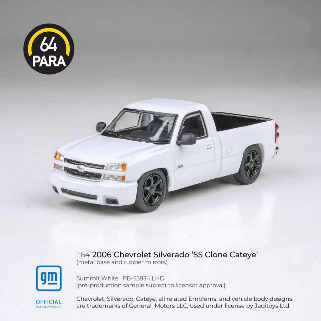 Para64 1/64 2006 Chevrolet Silverado Single Cab Summit White PB55834 Diecast Scale Model Car