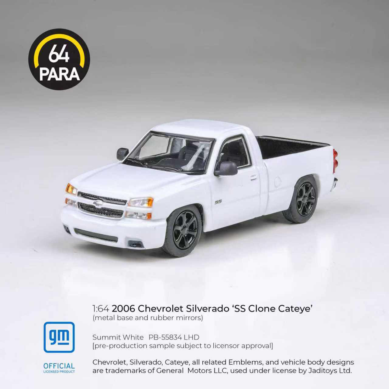 Para64 1/64 2006 Chevrolet Silverado Single Cab Summit White PB55834 Diecast Scale Model Car