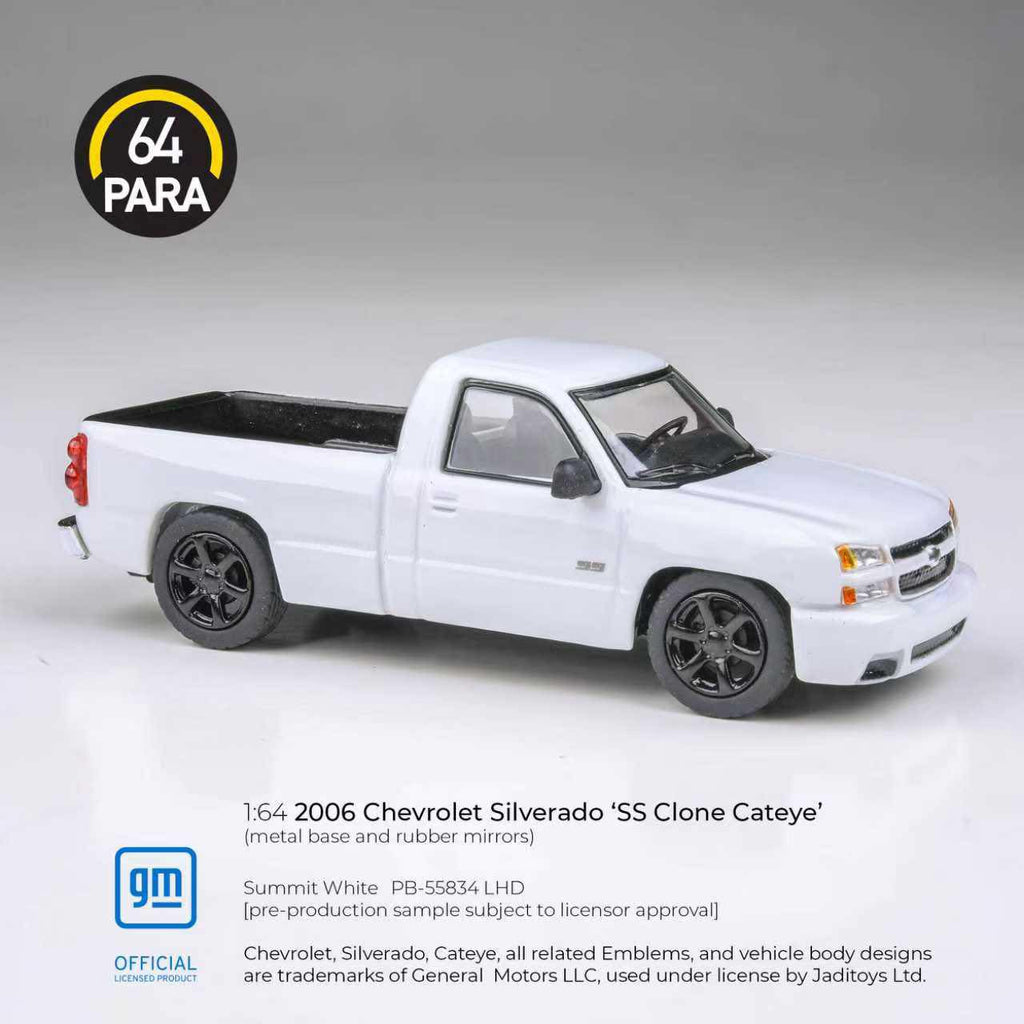 Para64 1/64 2006 Chevrolet Silverado Single Cab Summit White PB55834 Diecast Scale Model Car