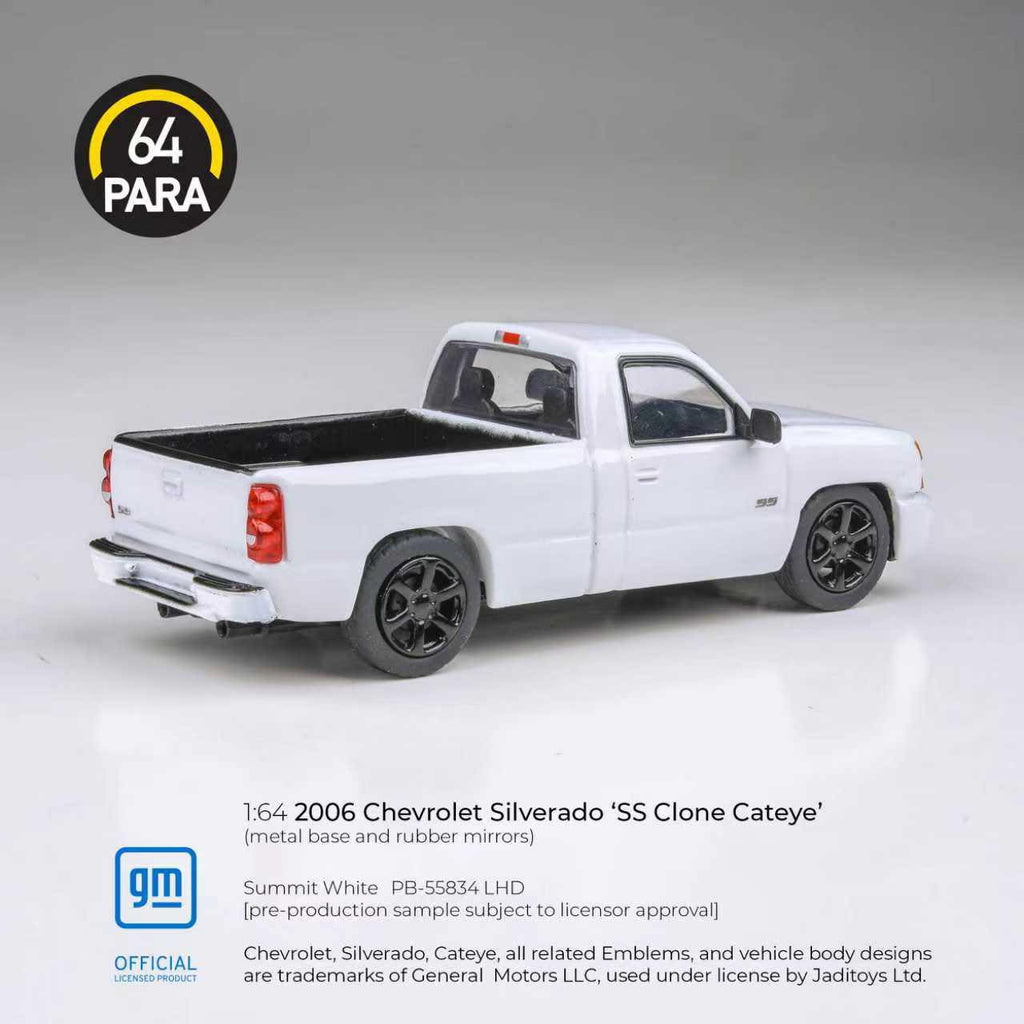 Para64 1/64 2006 Chevrolet Silverado Single Cab Summit White PB55834 Diecast Scale Model Car