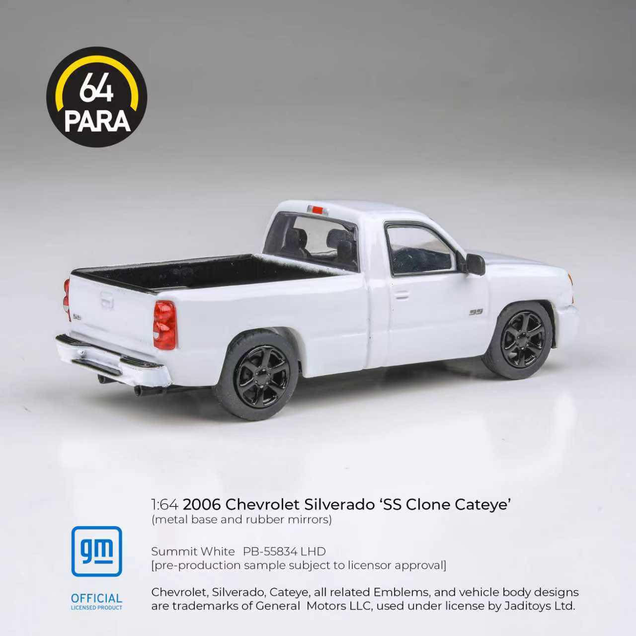 Para64 1/64 2006 Chevrolet Silverado Single Cab Summit White PB55834 Diecast Scale Model Car