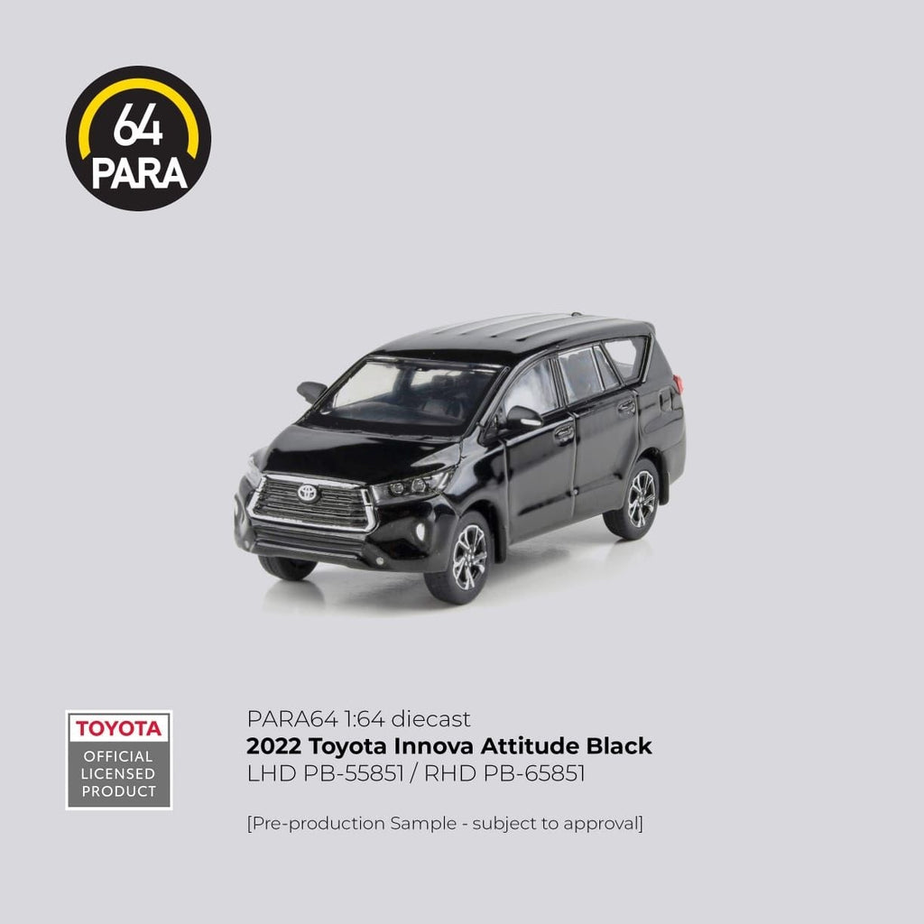 Para64 1/64 2022 Toyota Innova Attitude Black LHD PB55851 Diecast Scale Model Car