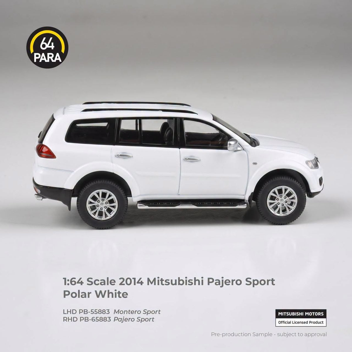 PARA64 1/64 2014 Mitsubishi Pajero Sport Polar White LHD - PH Version PA55883 Diecast Scale Model