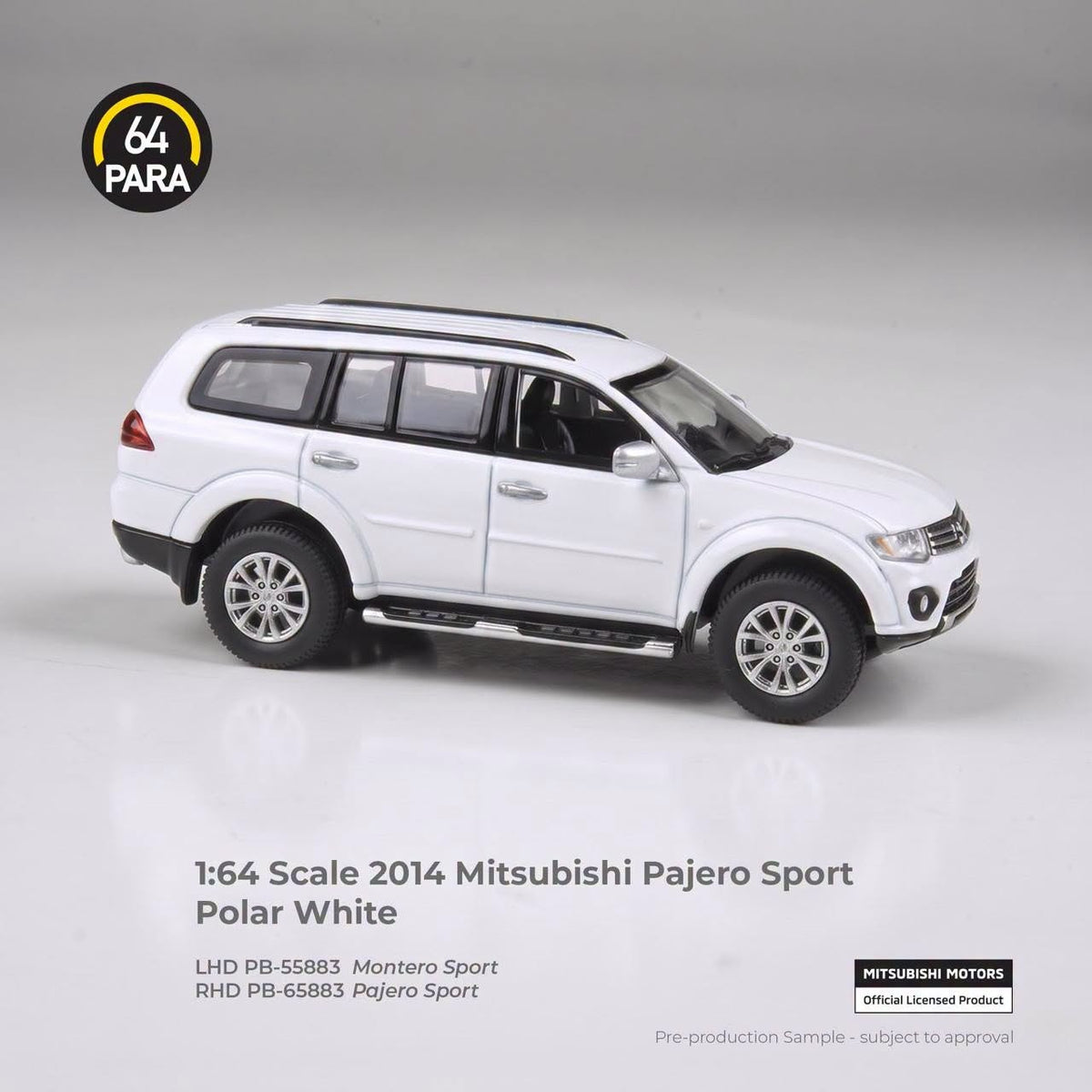 PARA64 1/64 2014 Mitsubishi Pajero Sport Polar White LHD - PH Version PA55883 Diecast Scale Model