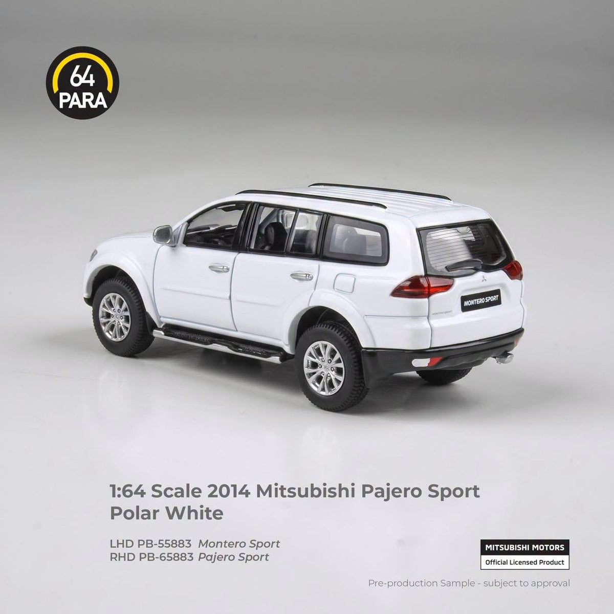 PARA64 1/64 2014 Mitsubishi Pajero Sport Polar White RHD- Indo Version PA65883 Diecast Scale Model
