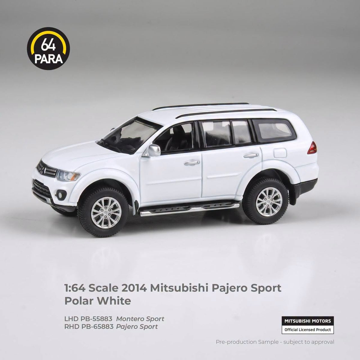 PARA64 1/64 2014 Mitsubishi Pajero Sport Polar White RHD- Indo Version PA65883 Diecast Scale Model