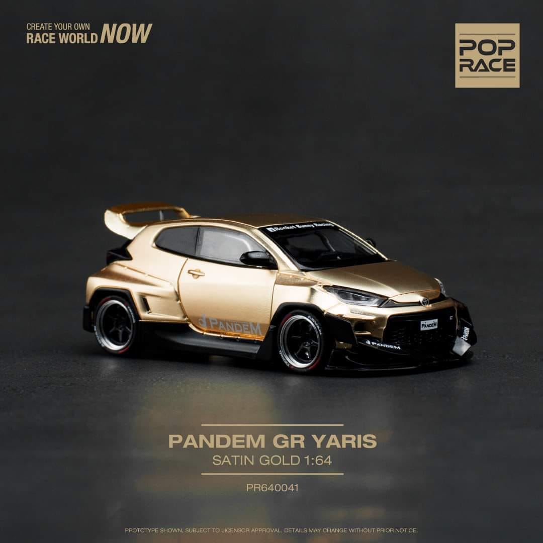 Pop Race 1/64 Pandem Yaris Gold PR640041 Diecast Scale Model