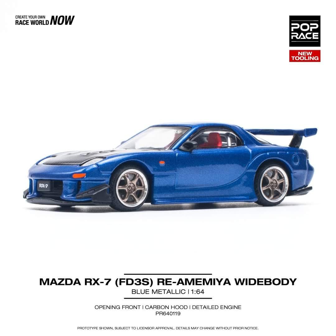 Pop Race 1/64 Mazda RX7 Blue PR640119 Diecast Scale Model