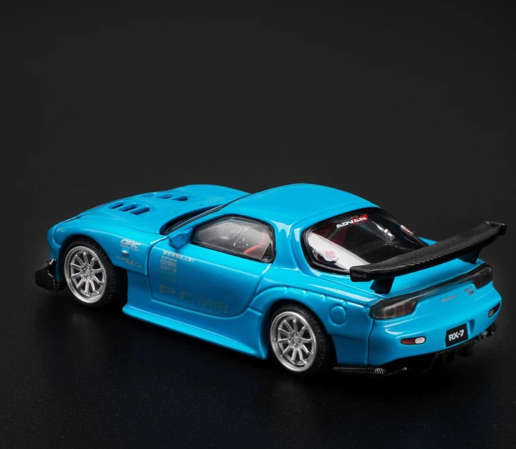 Pop Race 1/64 Mazda RX7 (FD) Widebody Blue TASKL PR640169 Diecast Scale Model