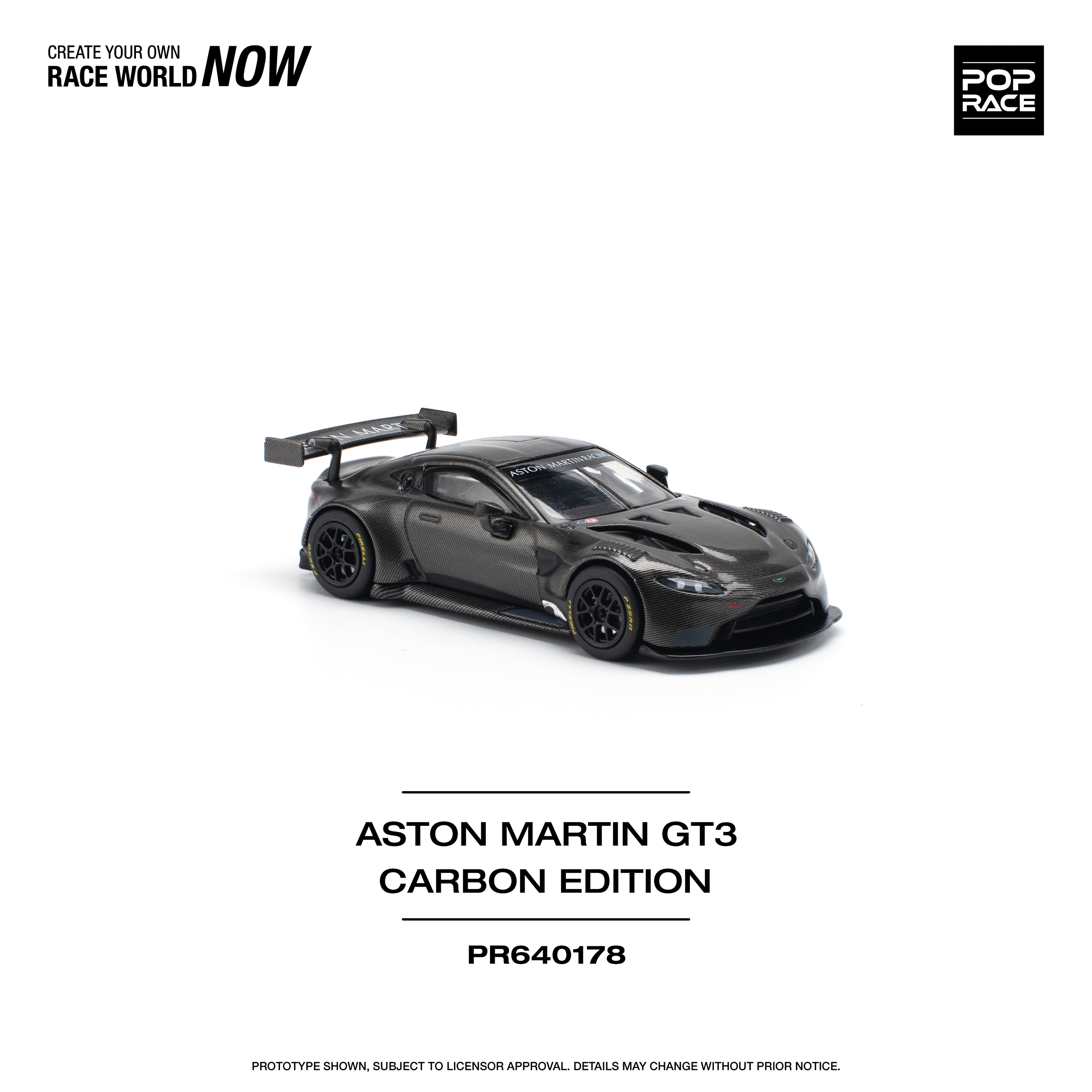 Pop Race 1/64 Aston Martin GT3 Carbon Edition PR640178 Diecast Scale Model