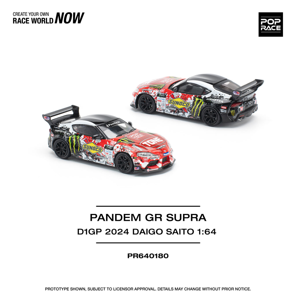 Pop Race 1/64 PANDEM GR Supra D1GP 2024 Daigo Saito PR640180 Diecast Scale Model