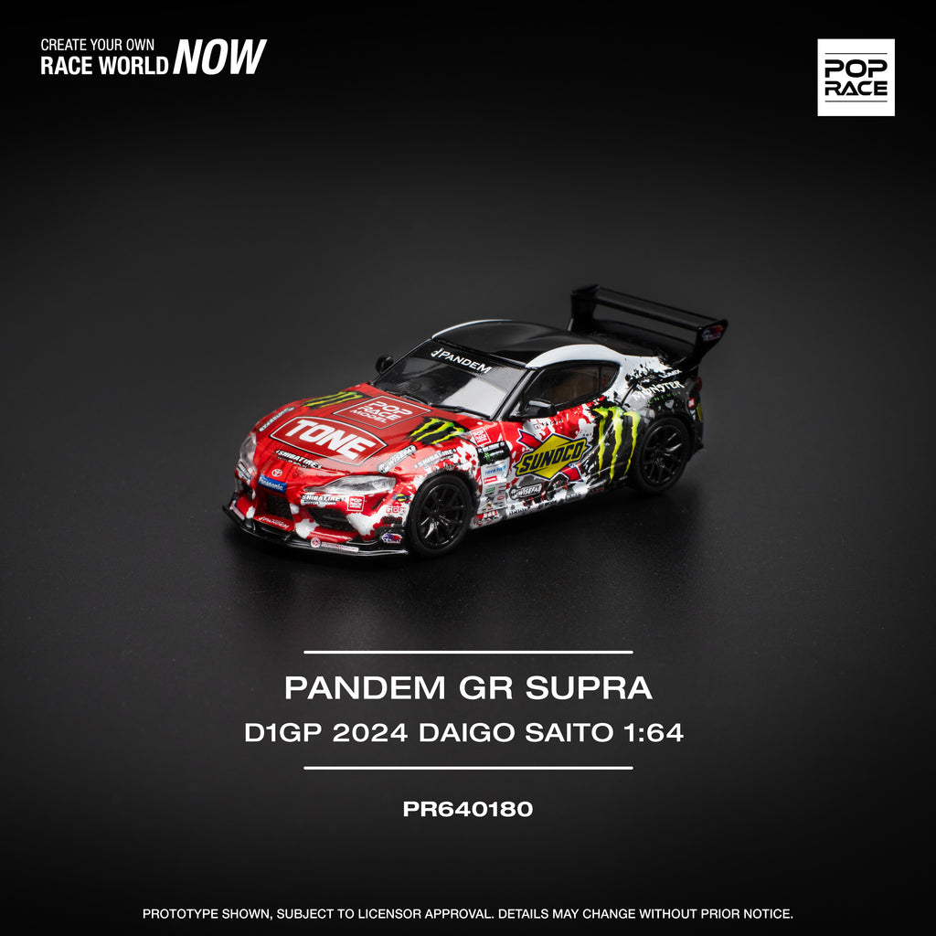 Pop Race 1/64 PANDEM GR Supra D1GP 2024 Daigo Saito PR640180 Diecast Scale Model