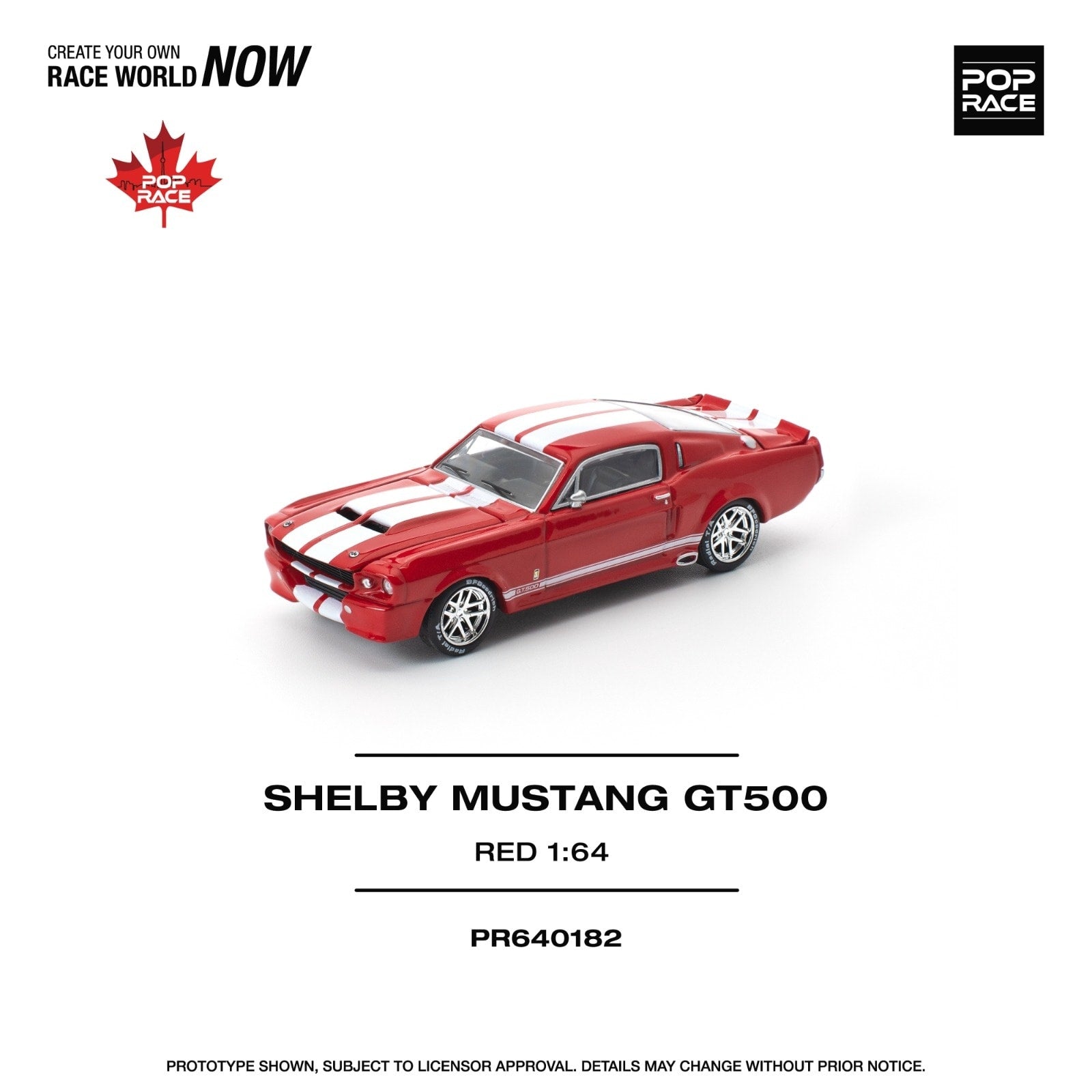 Pop Race 1/64 Shelby Mustang GT500 Red Vancouver Event Model PR640182 Diecast Scale Model