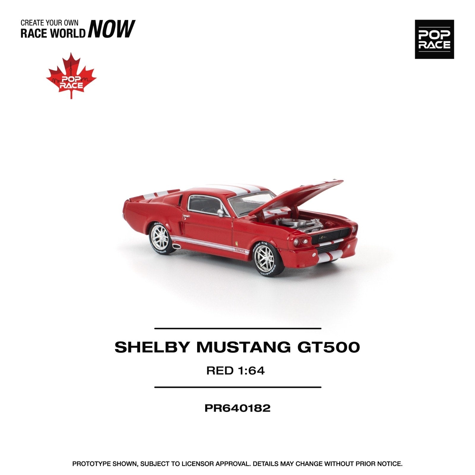 Pop Race 1/64 Shelby Mustang GT500 Red Vancouver Event Model PR640182 Diecast Scale Model
