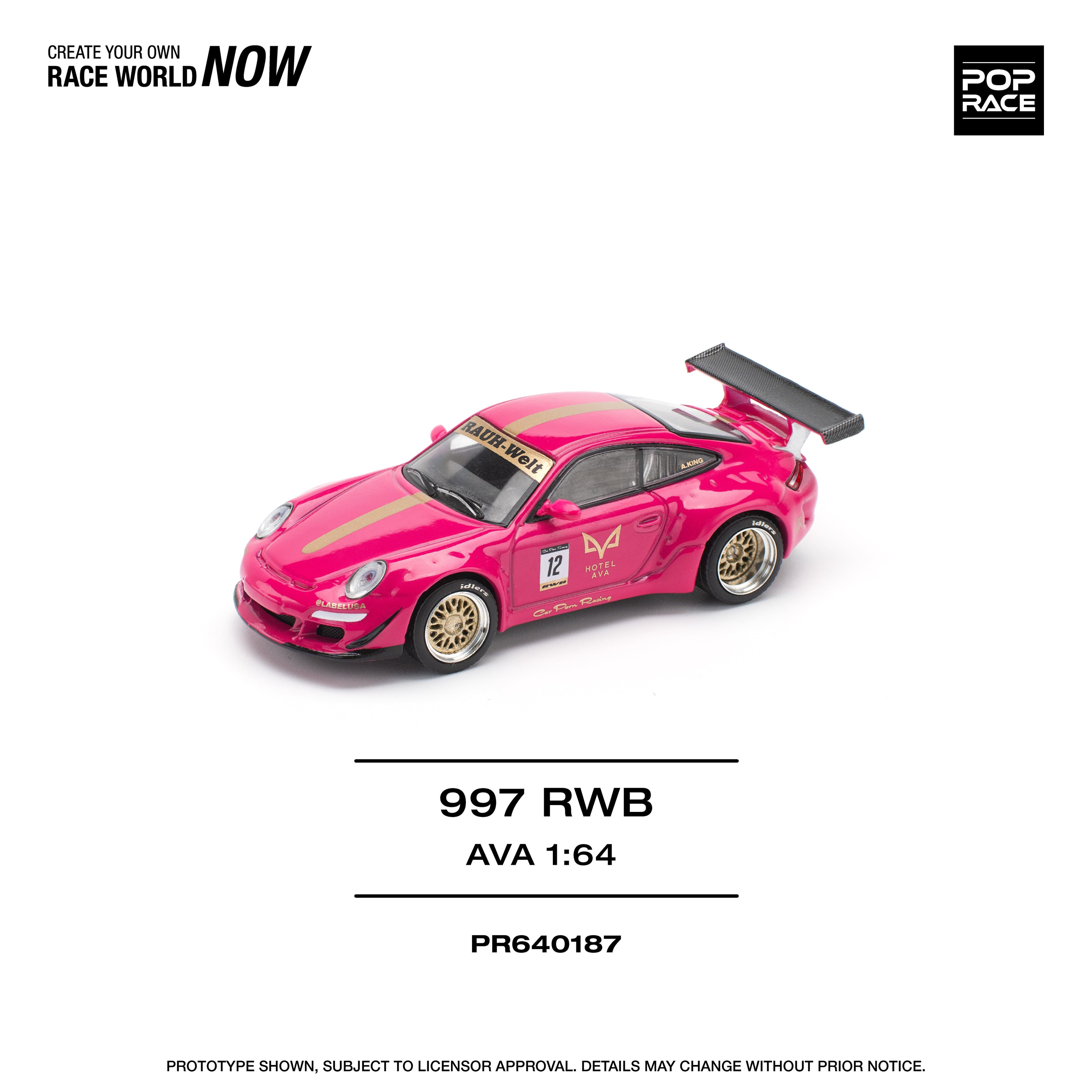 Pop Race 1/64 997 RWB AVA PR640187 Diecast Scale Model