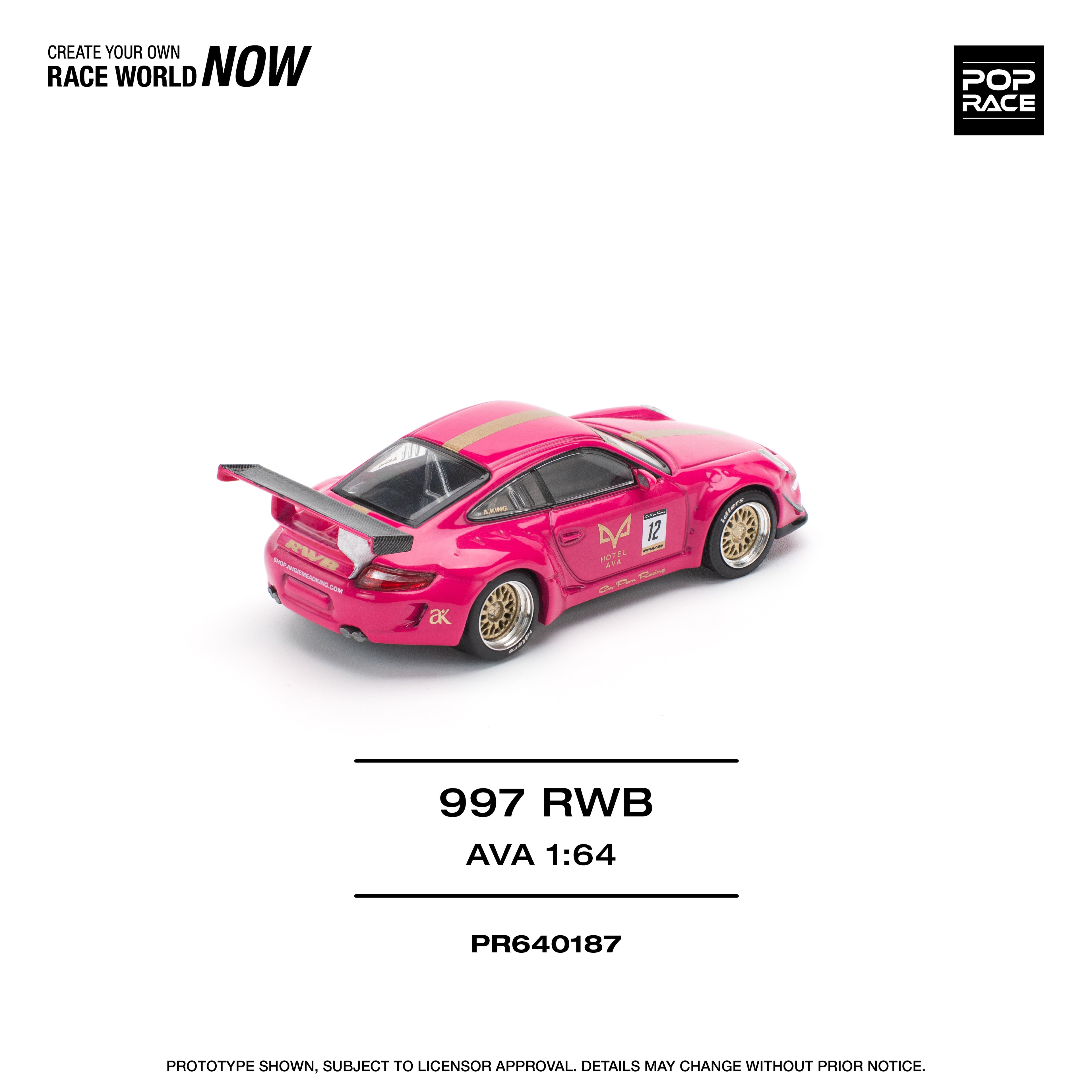 Pop Race 1/64 997 RWB AVA PR640187 Diecast Scale Model