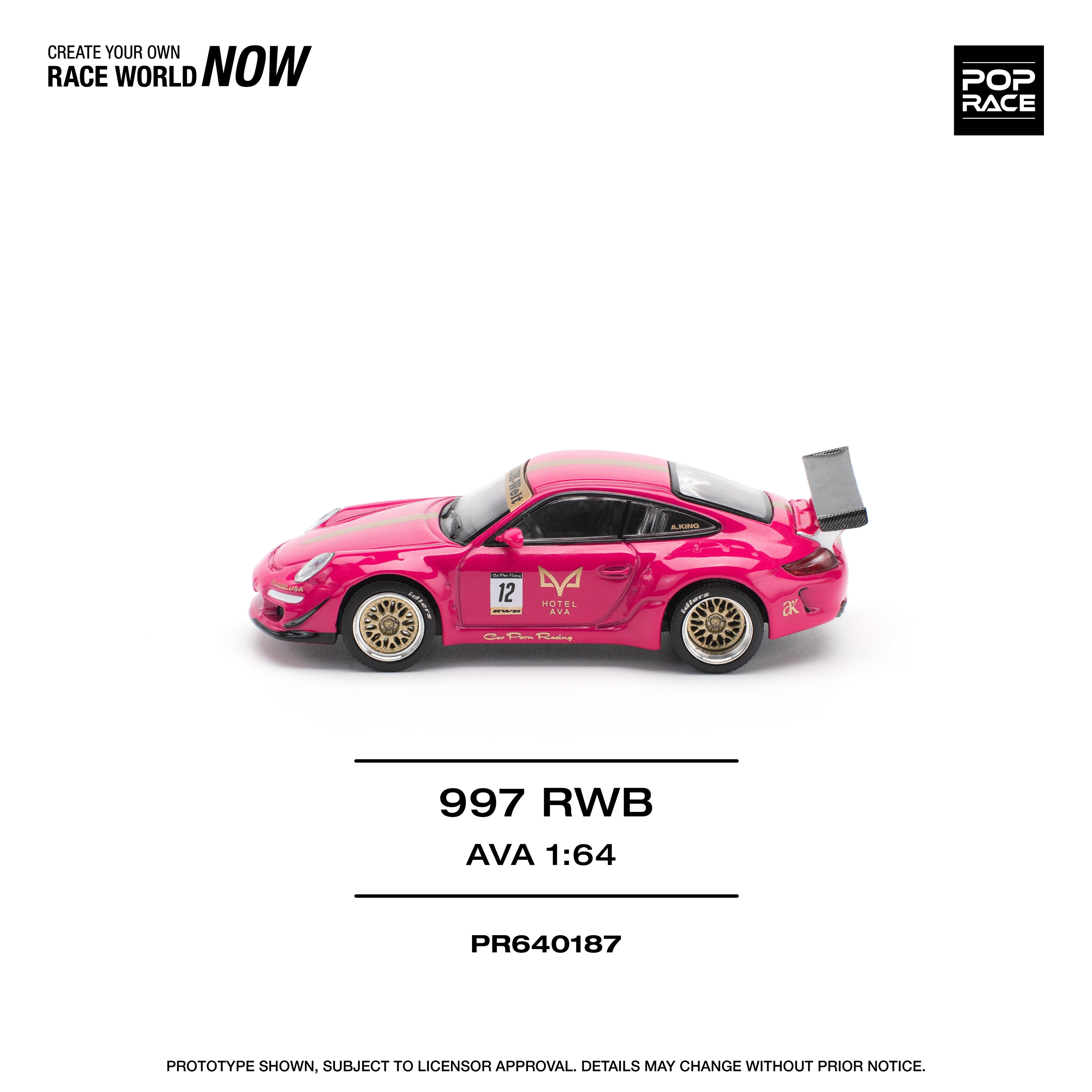Pop Race 1/64 997 RWB AVA PR640187 Diecast Scale Model