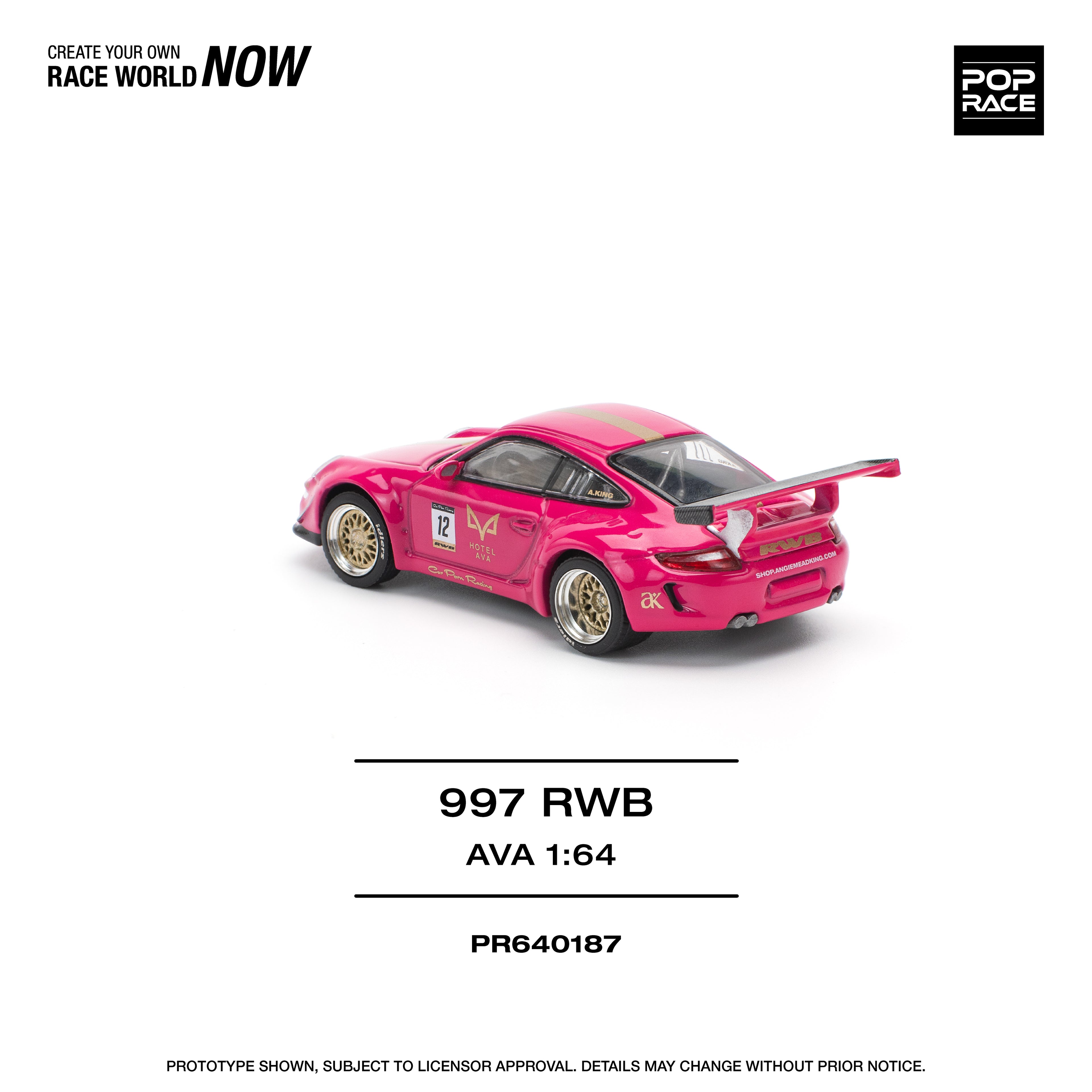 Pop Race 1/64 997 RWB AVA PR640187 Diecast Scale Model