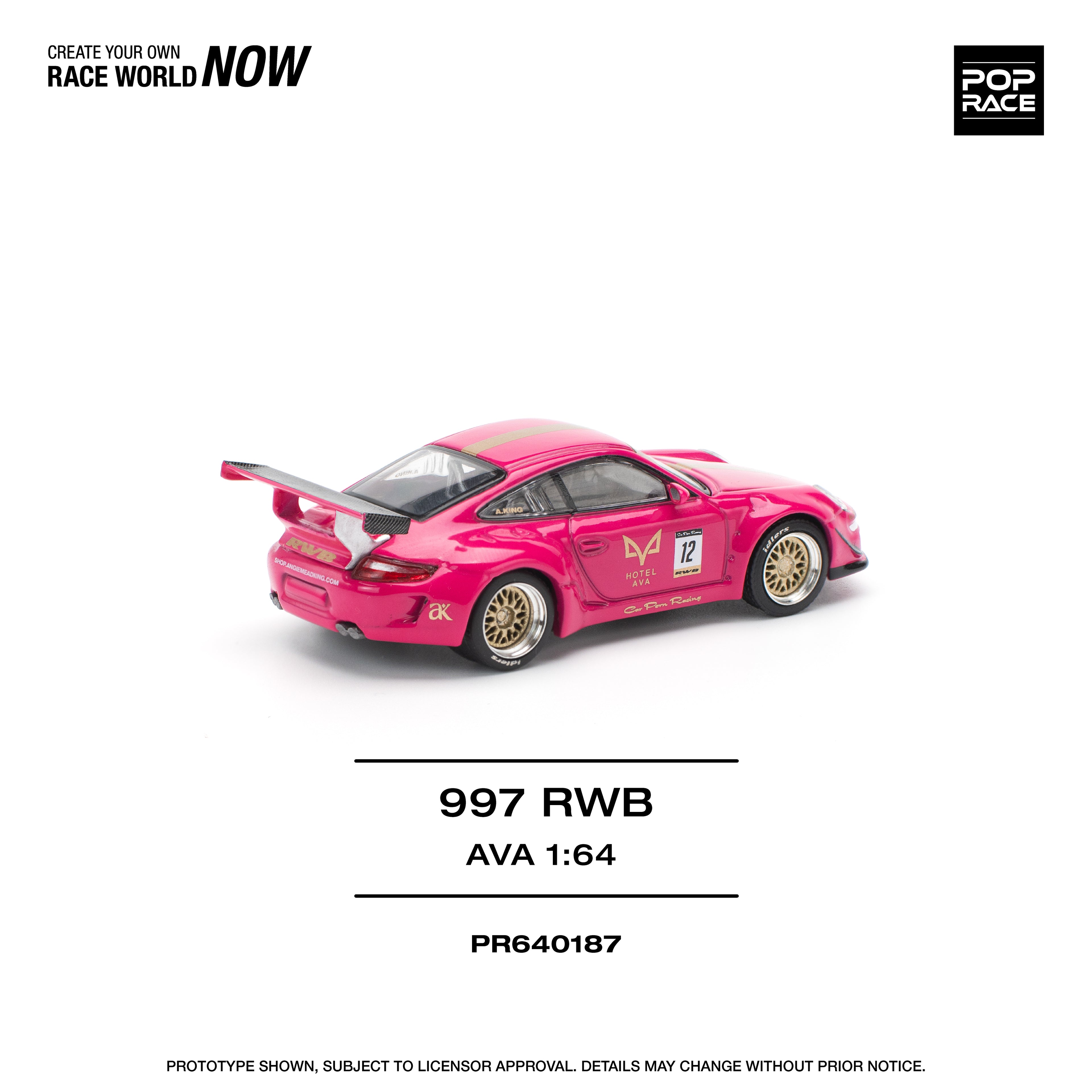 Pop Race 1/64 997 RWB AVA PR640187 Diecast Scale Model