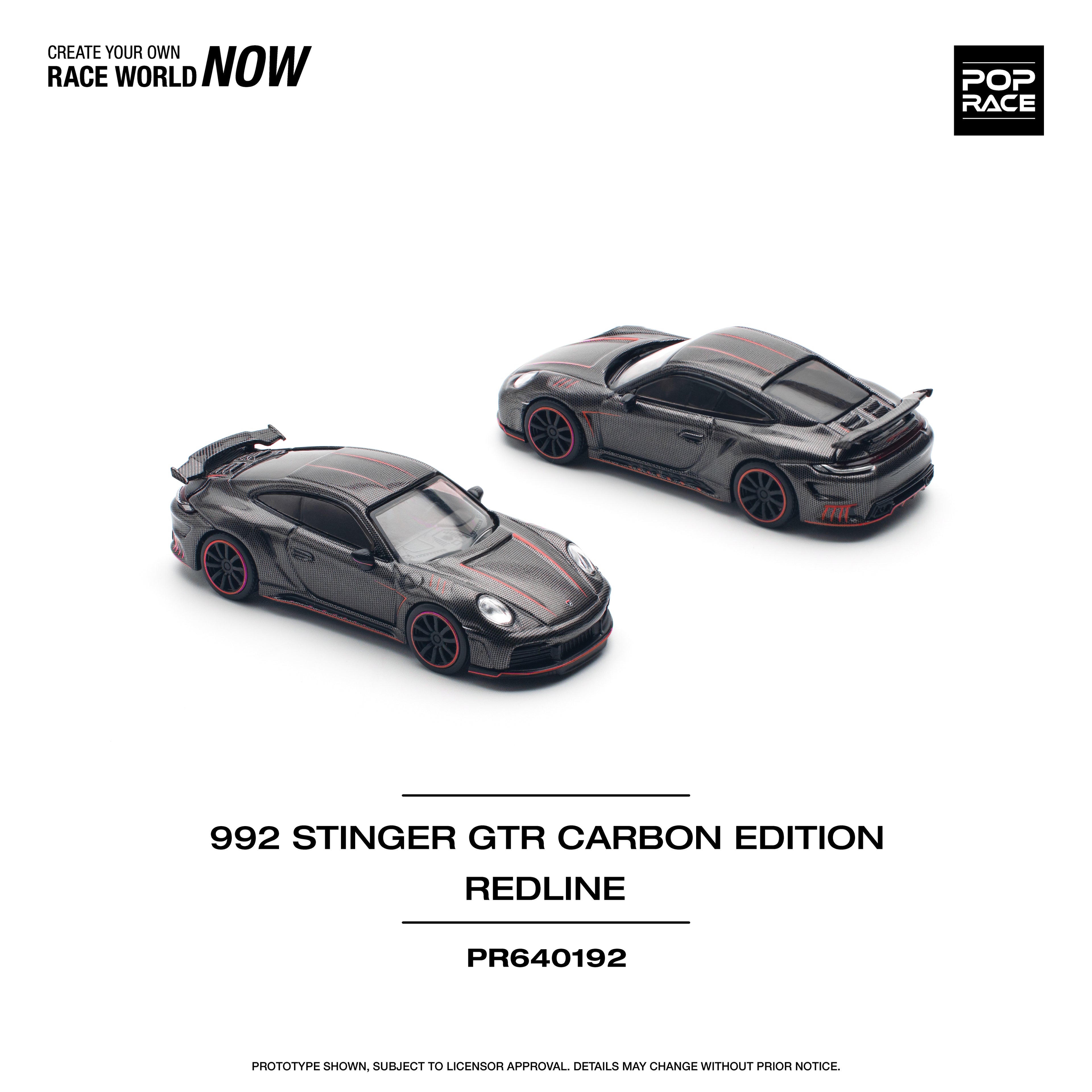 Pop Race 1/64 992 Stinger GTR Carbon Edition Redline PR640192 Diecast Scale Model