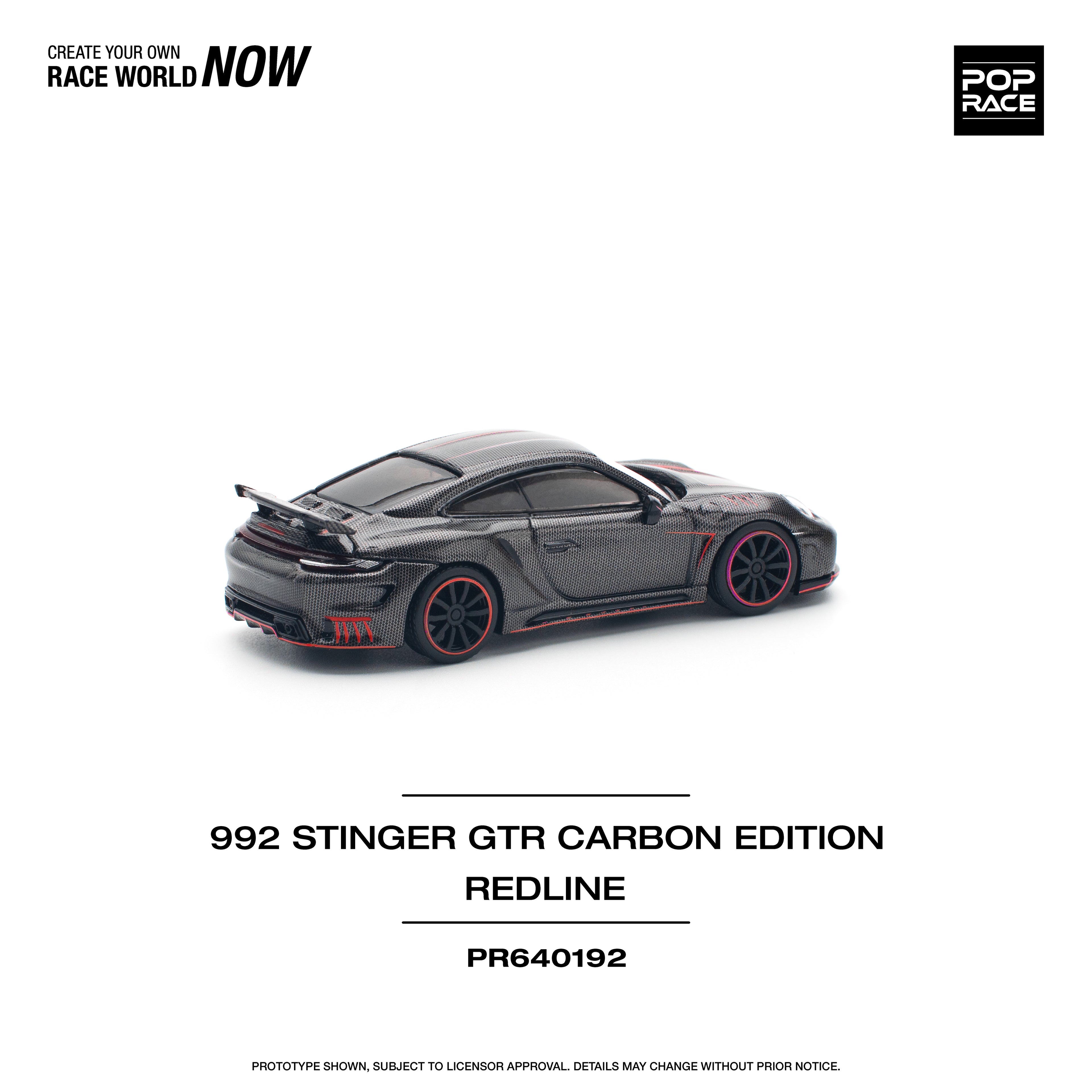 Pop Race 1/64 992 Stinger GTR Carbon Edition Redline PR640192 Diecast Scale Model