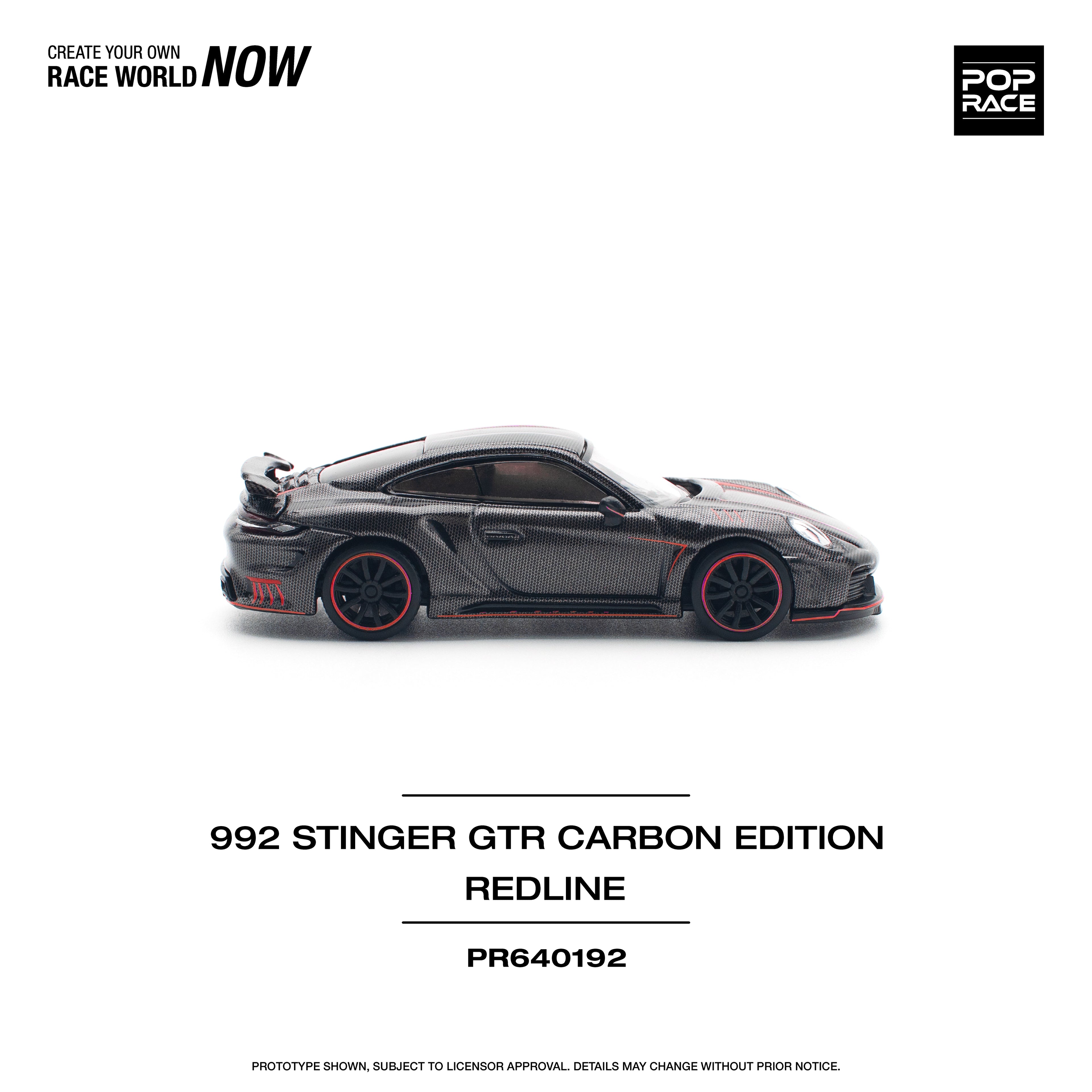 Pop Race 1/64 992 Stinger GTR Carbon Edition Redline PR640192 Diecast Scale Model
