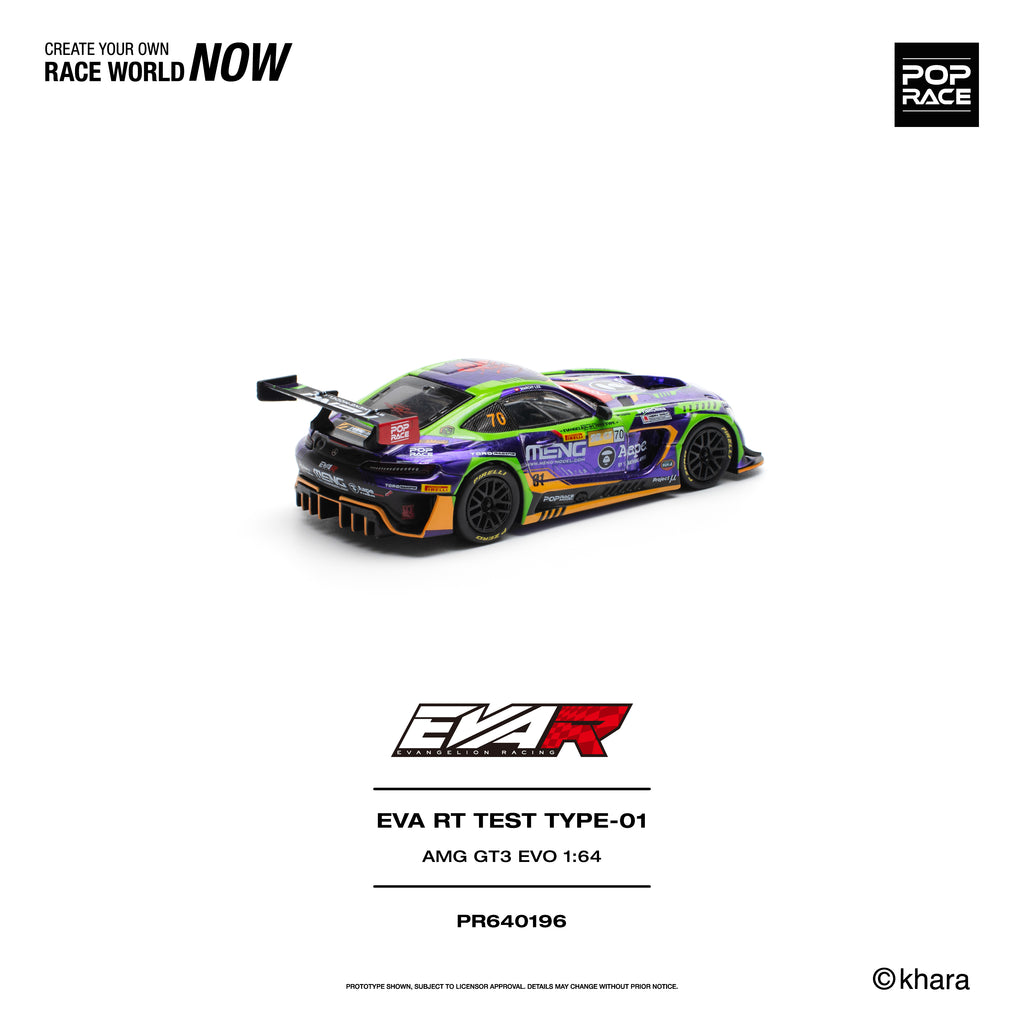 [PRE ORDER] Pop Race 1/64 Eva RT Test Type-01 AMG GT3 EVO Macau GP 2023 PR640196 Diecast Scale Model
