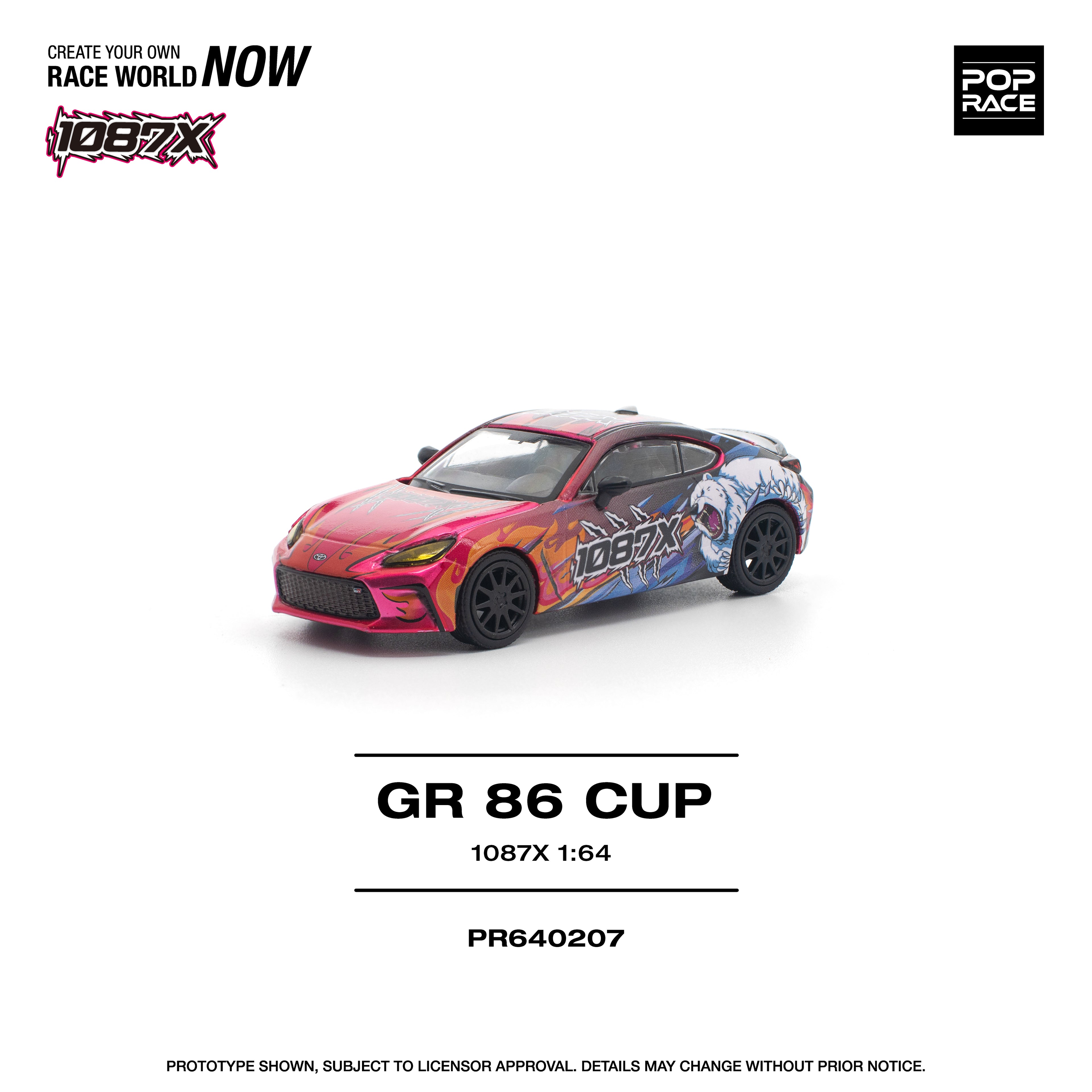 Pop Race 1/64 GR 86 CUP 1087X PR640207 Diecast Scale Model