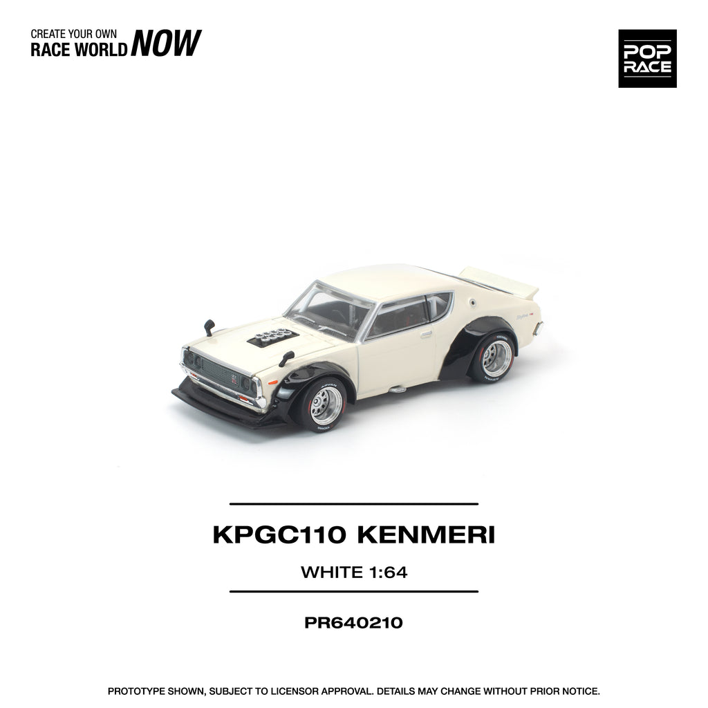 [PRE ORDER] Pop Race 1/64 KPGC110 Kenmeri White PR640210 Diecast Scale Model