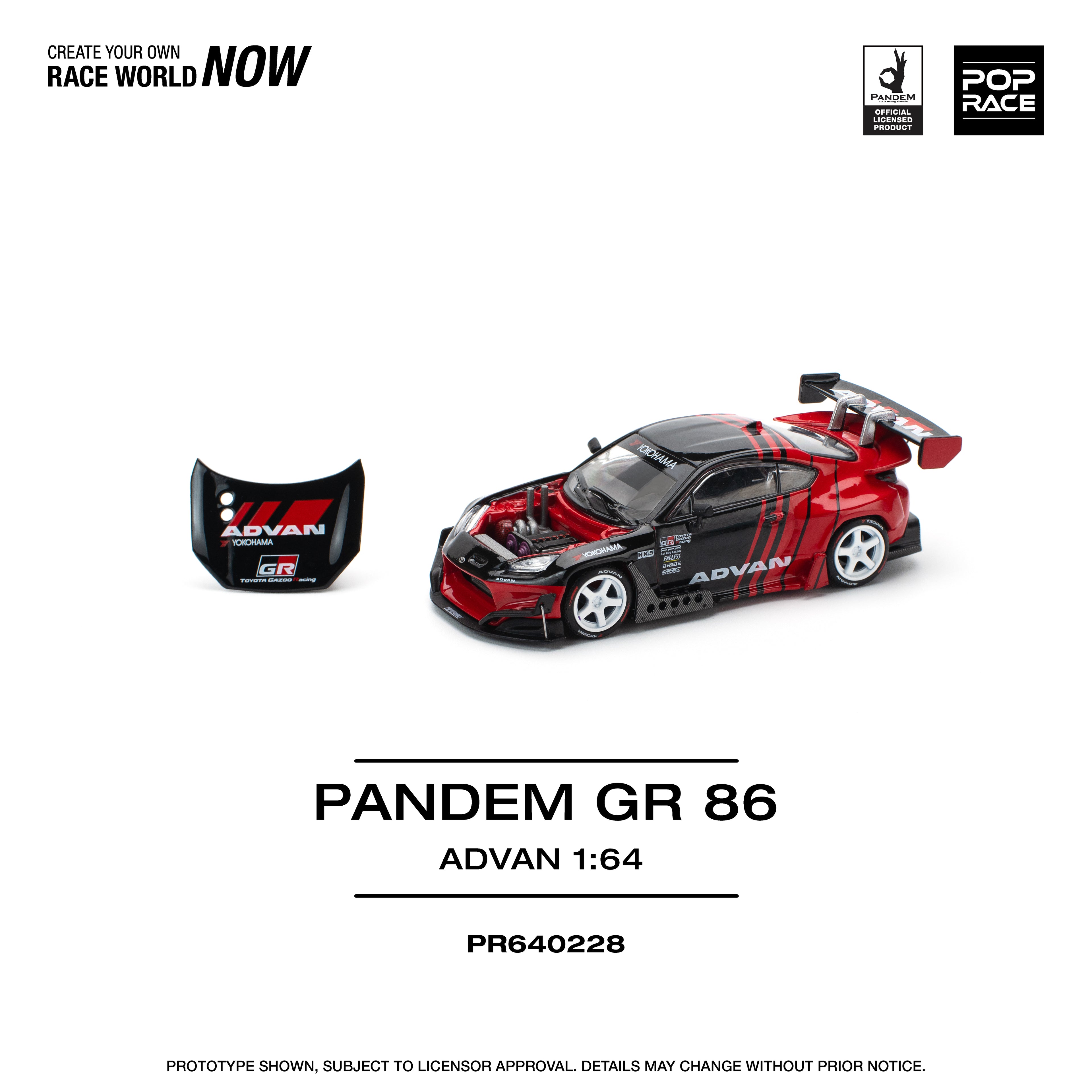 Pop Race 1/64 PANDEM GR86 Advan PR640228 Diecast Scale Model