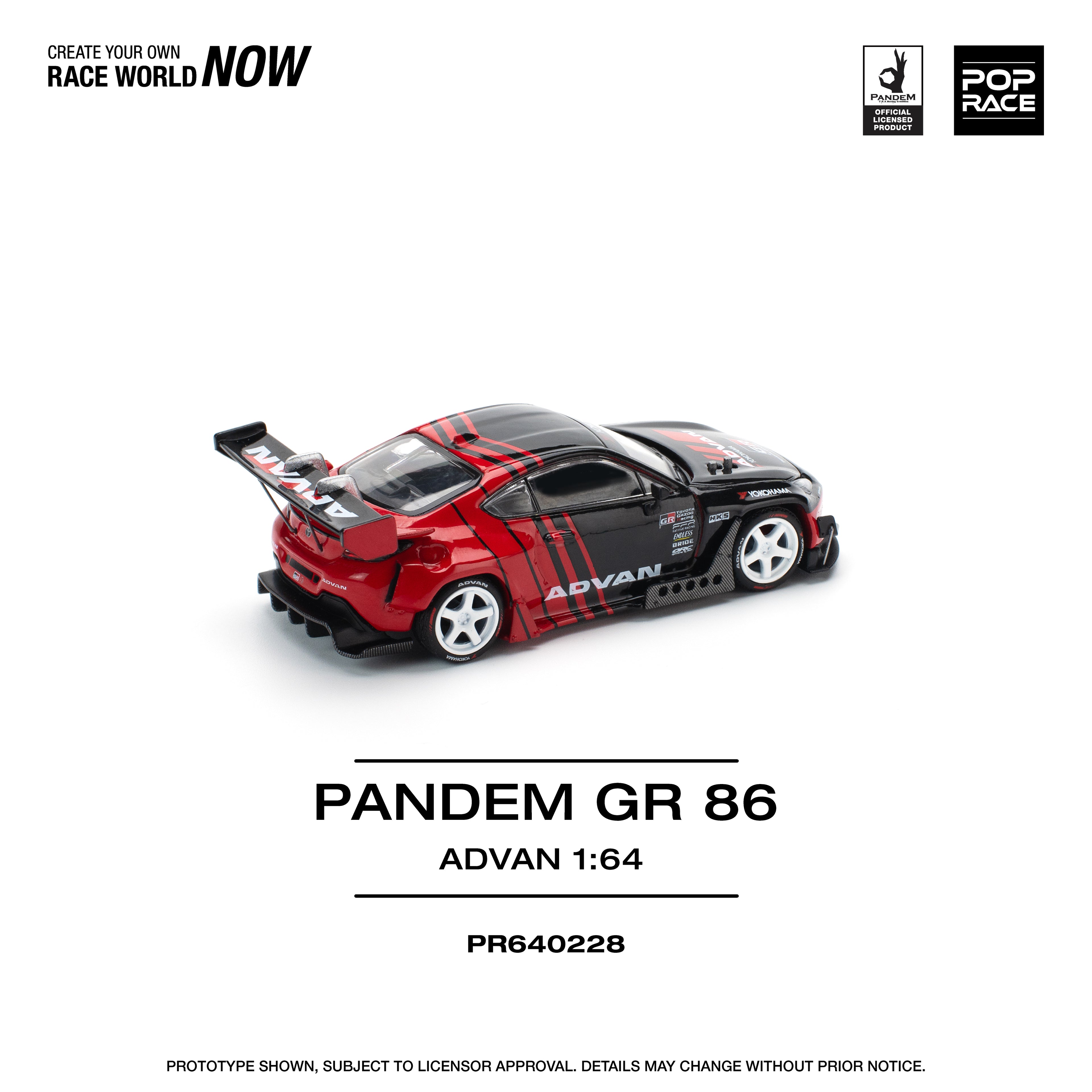 Pop Race 1/64 PANDEM GR86 Advan PR640228 Diecast Scale Model