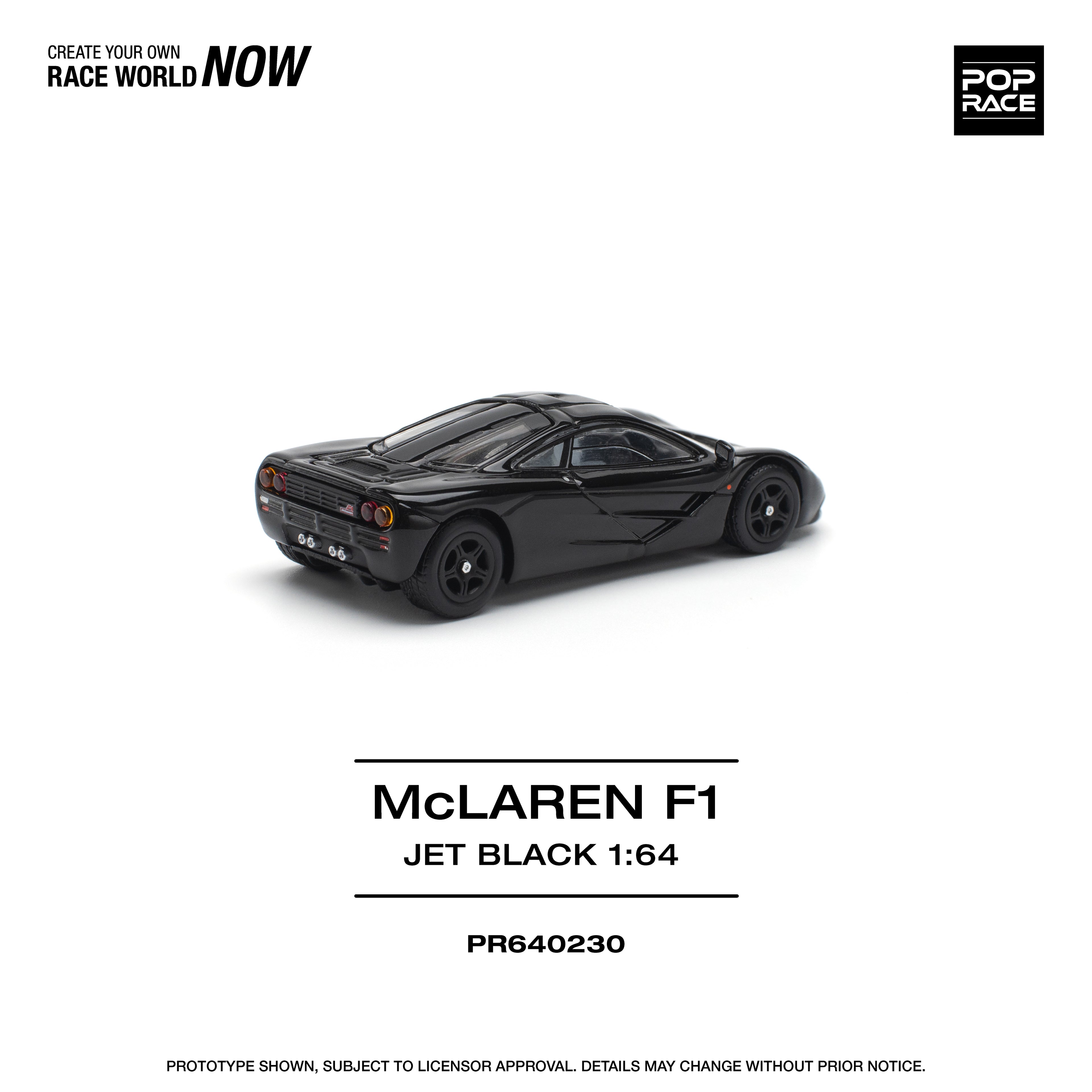 Pop Race 1/64 Mclaren F1 Jet Black PR640230 Diecast Scale Model
