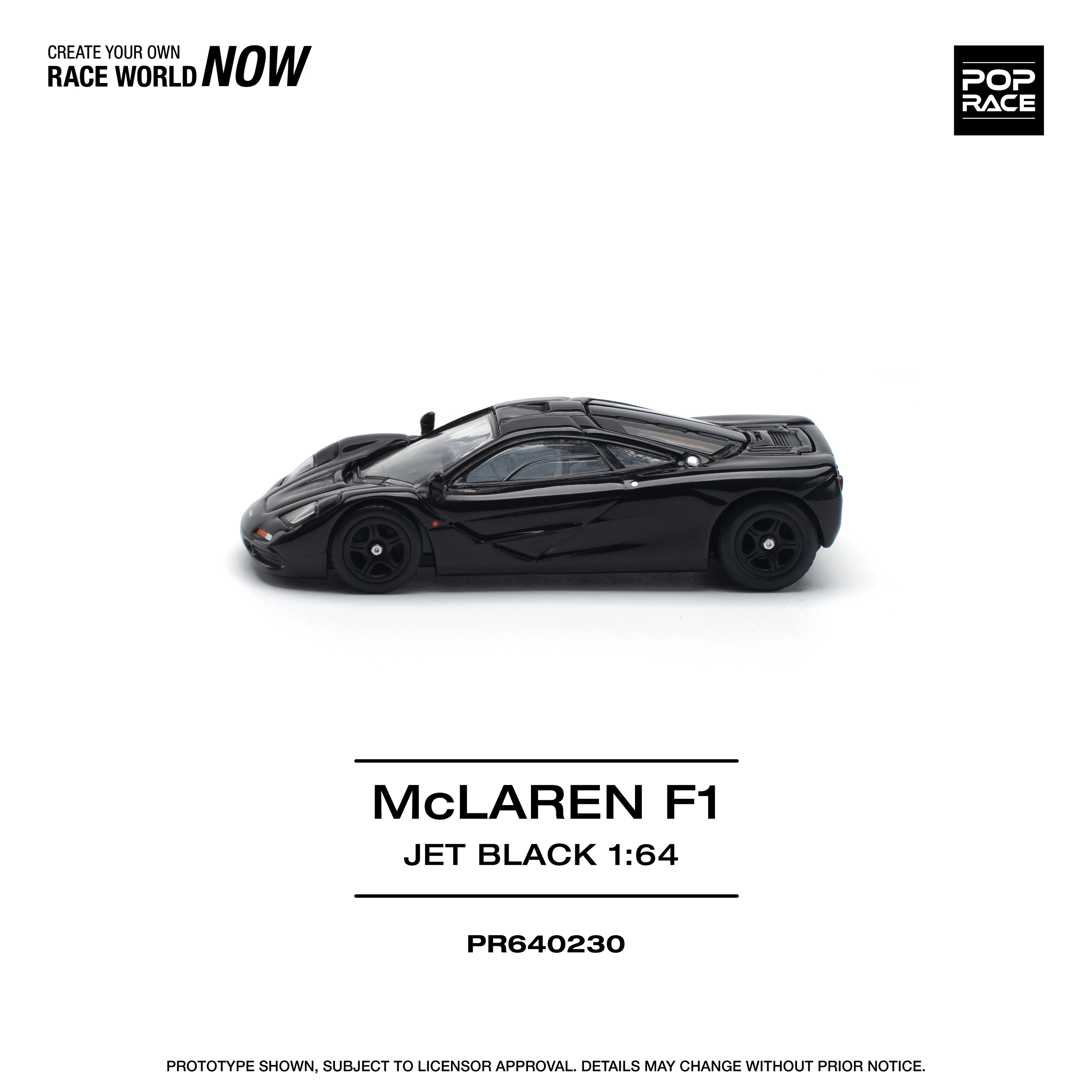 Pop Race 1/64 Mclaren F1 Jet Black PR640230 Diecast Scale Model