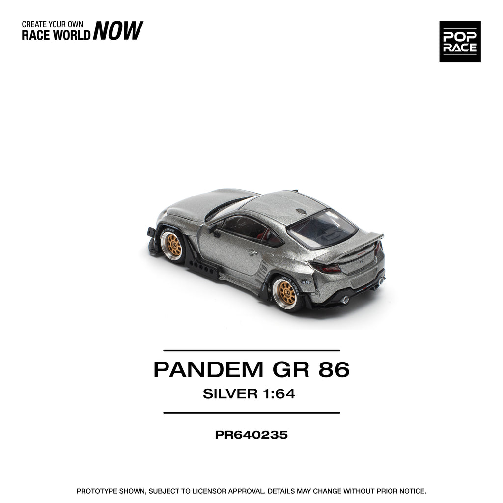 Pop Race 1/64 PANDEM GR 86 Silver PR640235 Diecast Scale Model