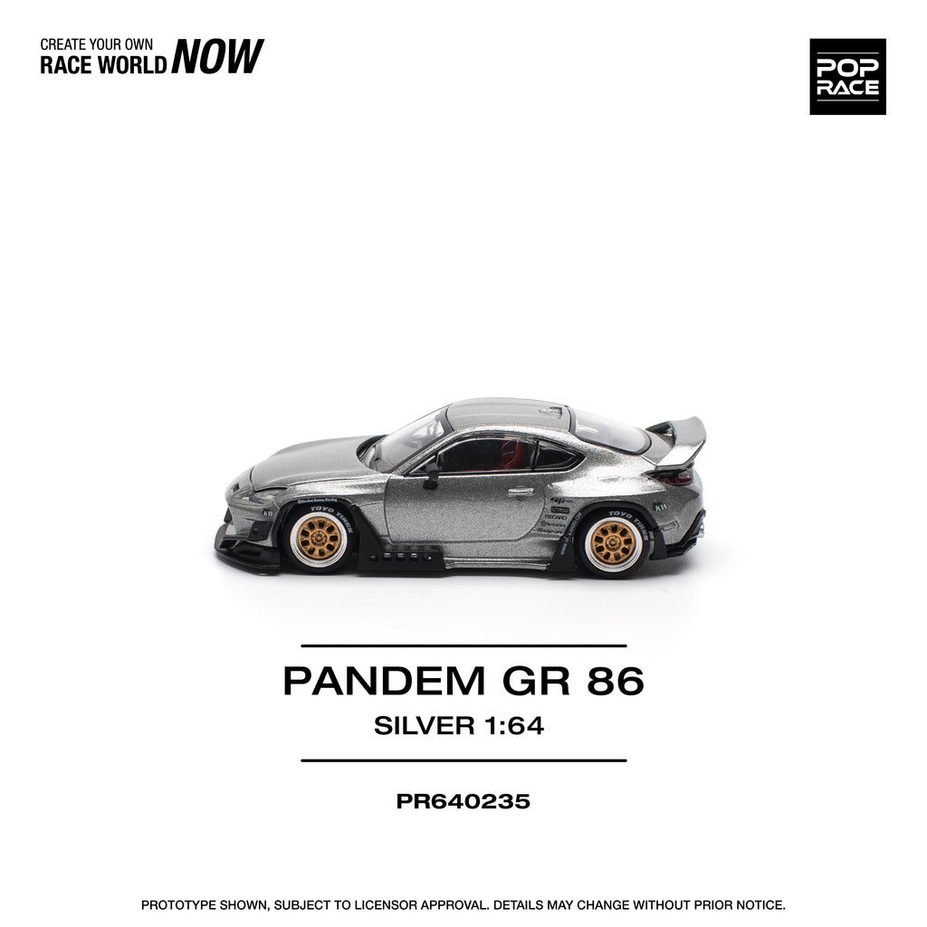 Pop Race 1/64 PANDEM GR 86 Silver PR640235 Diecast Scale Model