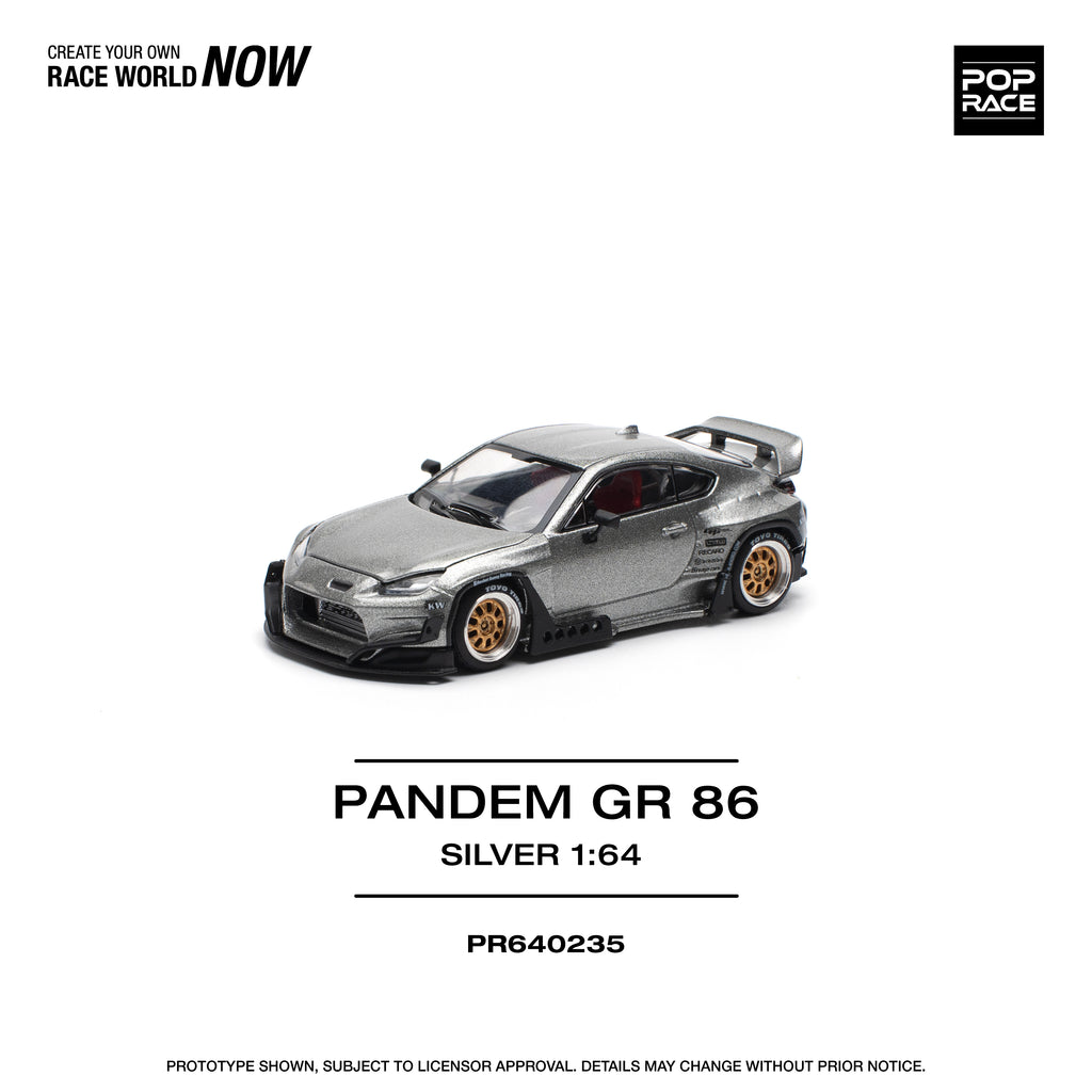 Pop Race 1/64 PANDEM GR 86 Silver PR640235 Diecast Scale Model