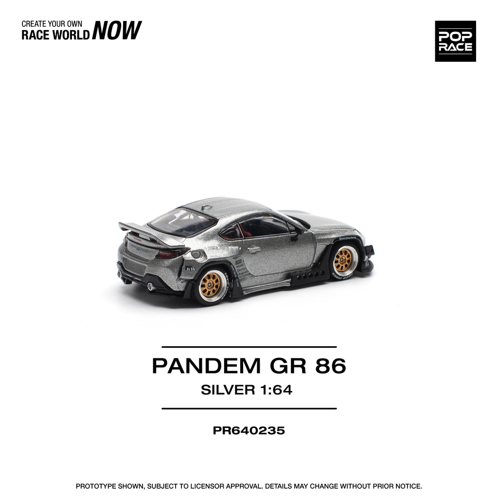 Pop Race 1/64 PANDEM GR 86 Silver PR640235 Diecast Scale Model