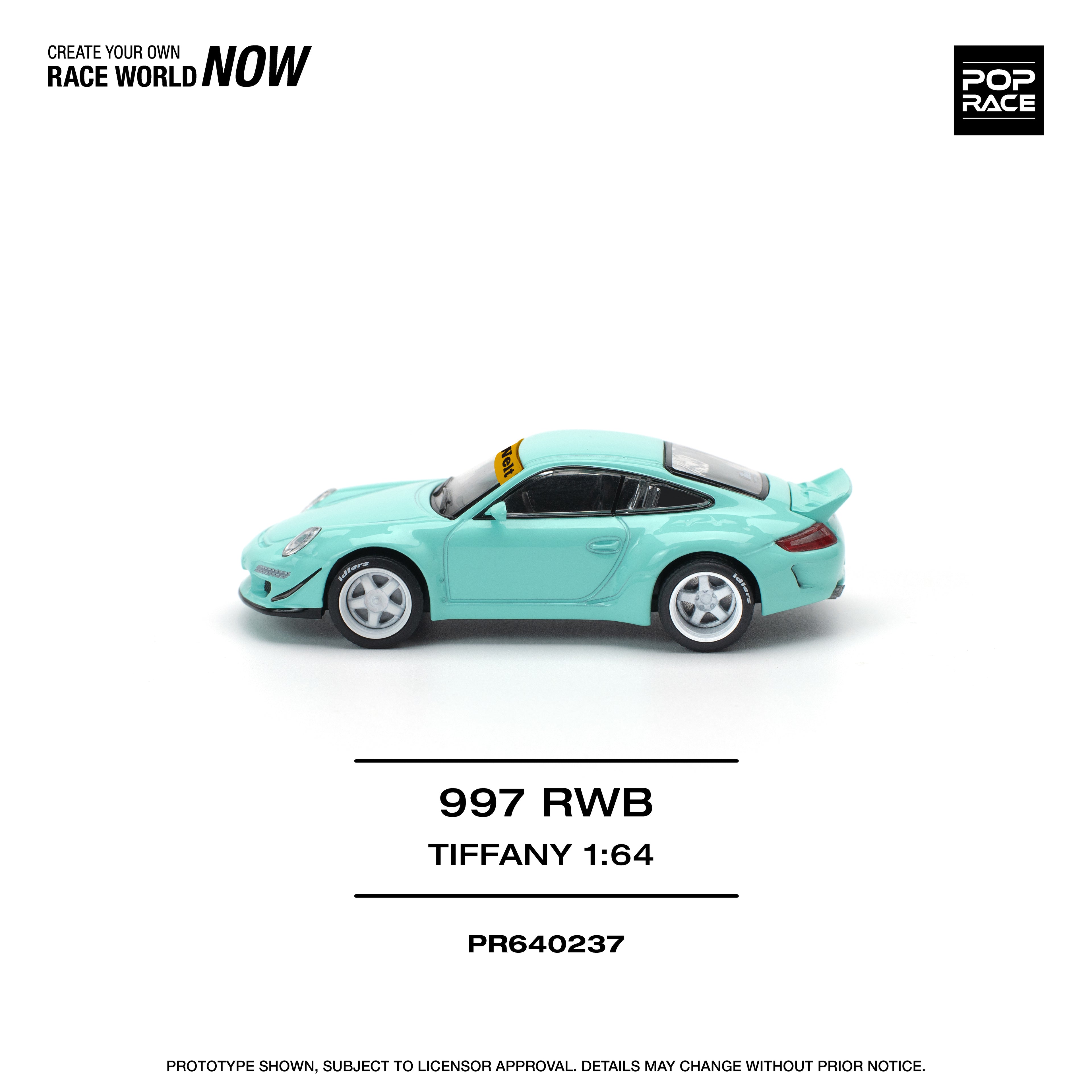Pop Race 1/64 997 RWB Tiffany Blue PR640237 Diecast Scale Model